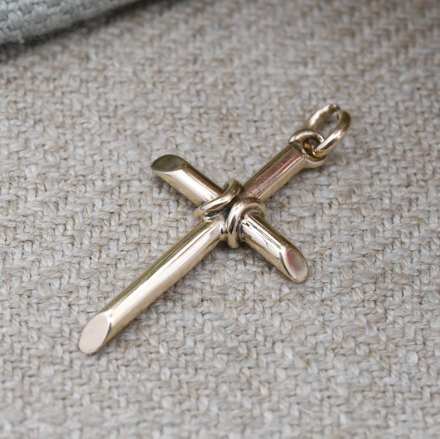 Vintage 9ct Gold Cross Pendant 1964 with Minimal Banded Design - Mid-Century Yellow Gold Religious Necklace Jewellery Christening Baptism