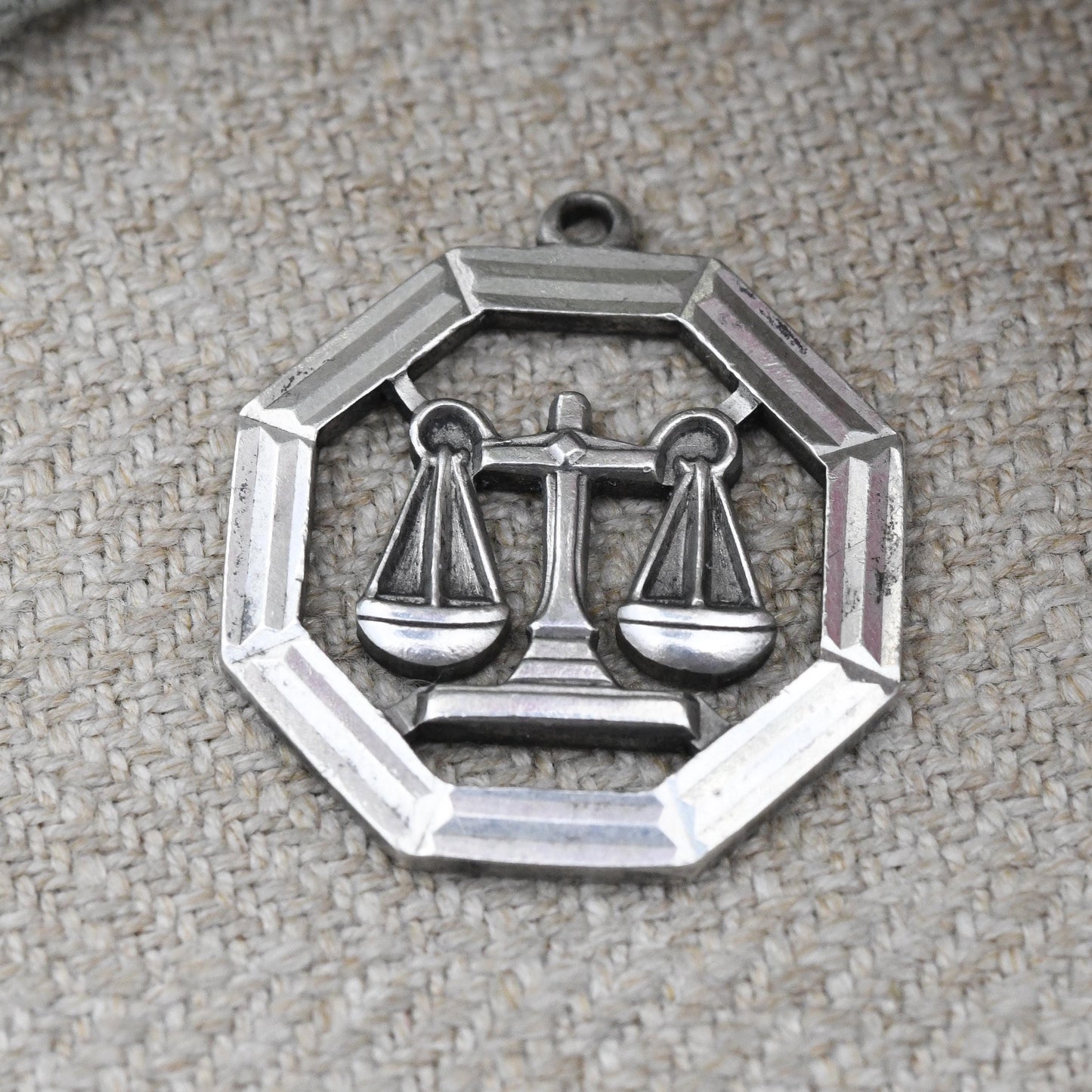 Vintage Sterling Silver Libra Pendant - Traditional Scales Astrological Zodiac Star Sign Symbol Mid-Century September October Birthday Gift