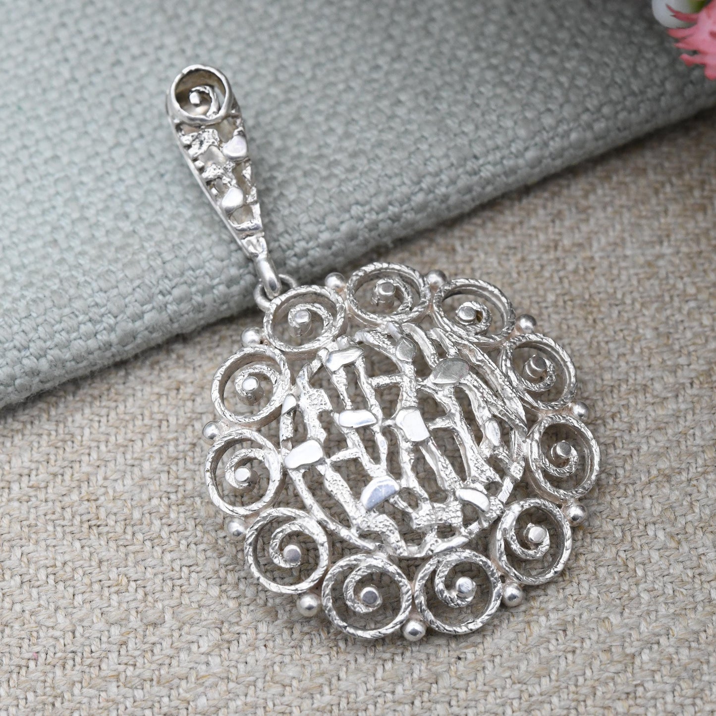 Vintage Brutalist Sterling Silver Pendant Mid-Century Abstract Openwork Design - Solid Silver Statement Jewellery | Textured Nugget Style