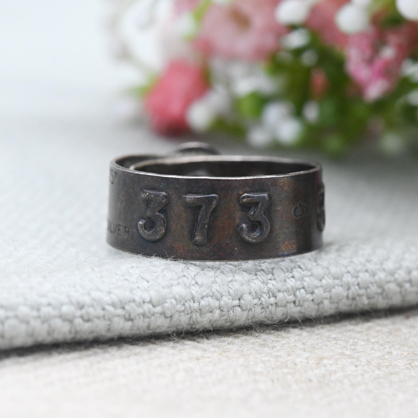 Vintage Robson's Test Sterling Silver Band Ring Salesman Sample Size - Unusual Antique Curio Collectable | UK Size - P | US Size - 7 1/2
