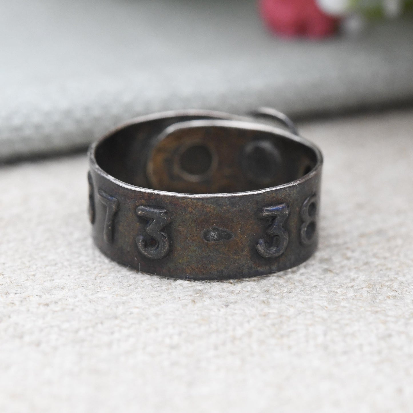 Vintage Robson's Test Sterling Silver Band Ring Salesman Sample Size - Unusual Antique Curio Collectable | UK Size - P | US Size - 7 1/2