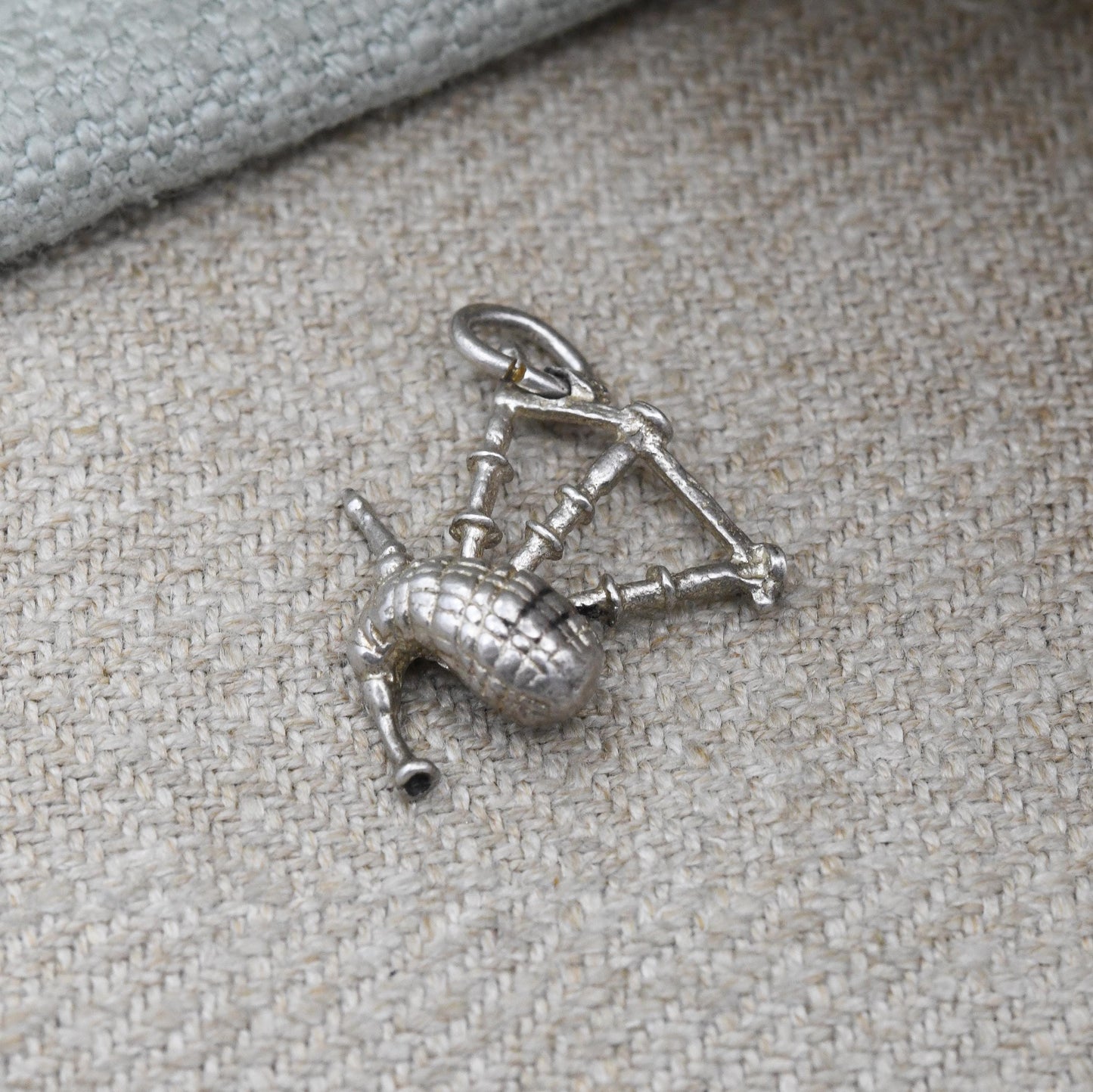 Vintage Sterling Silver Bagpipes Charm Pendant - Scotland Great Highland Music Music Patriotic Tartan | Souvenir Gift for Charm Bracelet