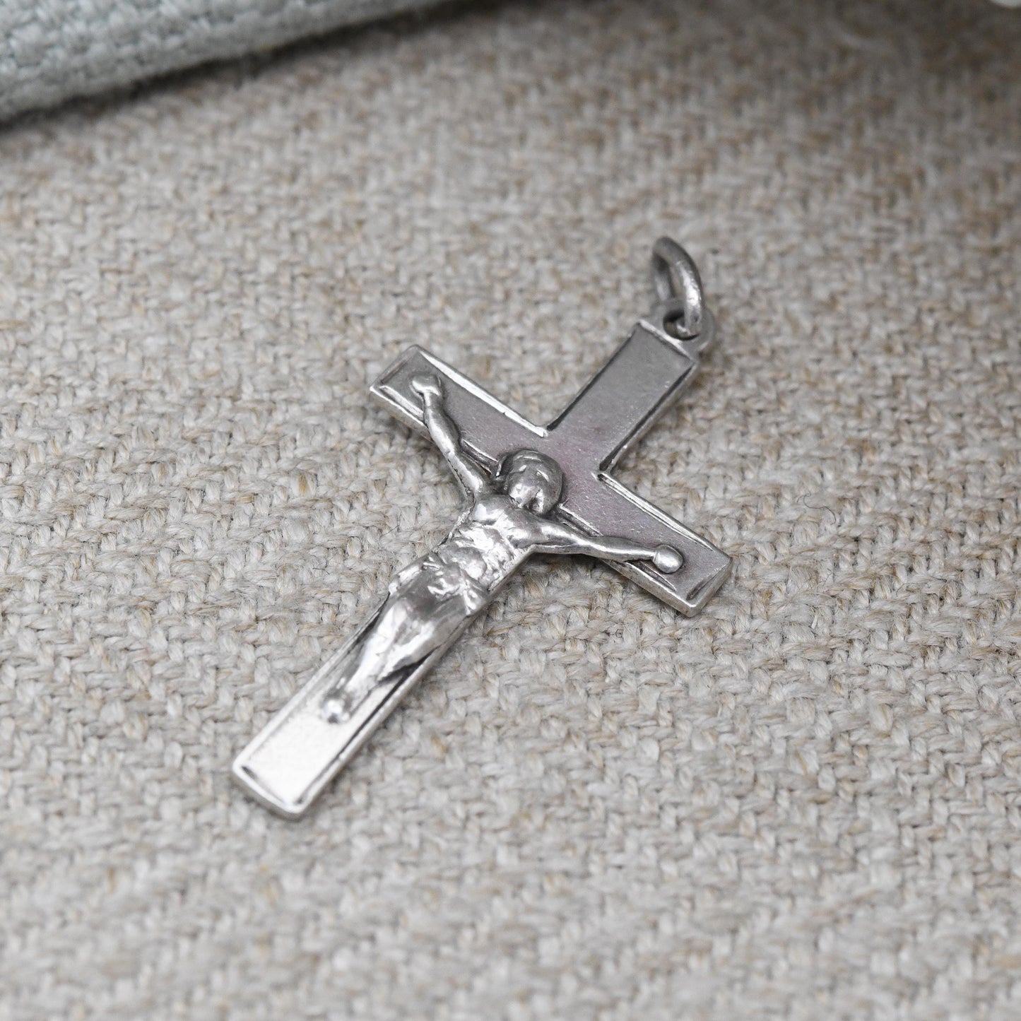 Vintage Sterling Silver Crucifix Pendant Christ on the Cross c. 1950s - True Vintage Antique Style