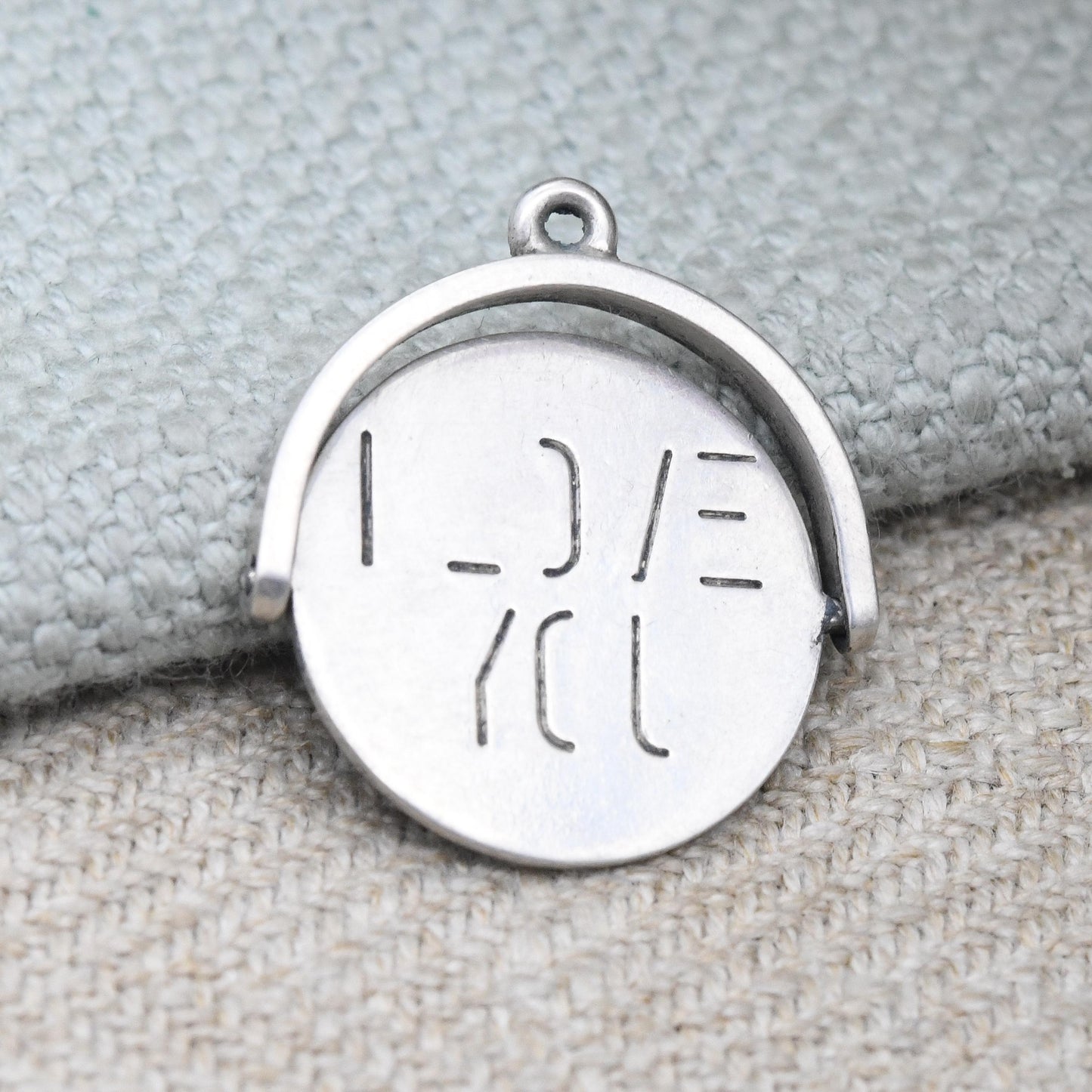 Vintage Sterling Silver Love You Spinning Charm Pendant - Spinner Fob Love and Friendship Words | Gift for Charm Bracelet Necklace Stack