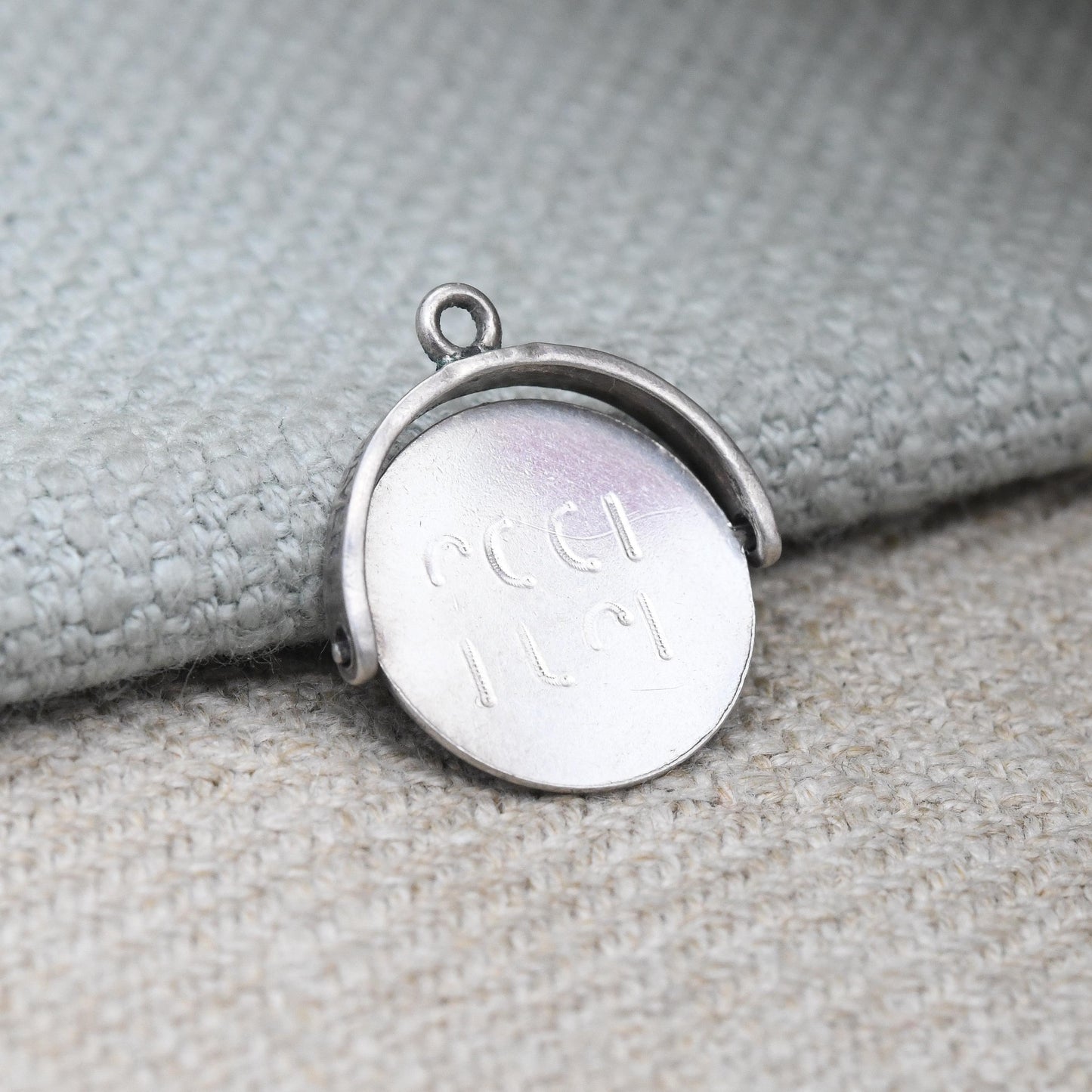 Vintage Sterling Silver Good Luck Spinning Charm Pendant - Spinner Fob Friendship Lucky Token | Gift for Charm Bracelet Necklace Stack