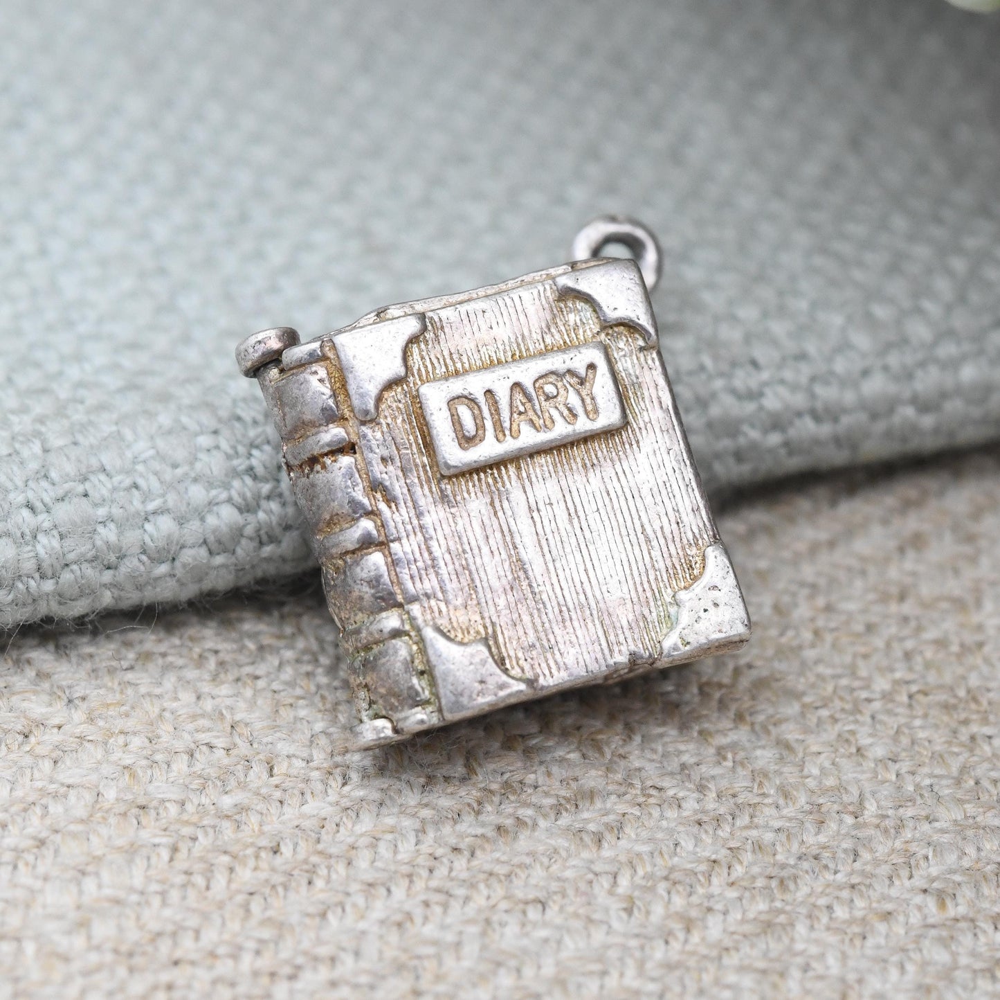 Vintage Sterling Silver Diary Charm Pendant Opening Book - January 1st to December 31st with Miniature Red Book Inside | Charm Bracelet Gift