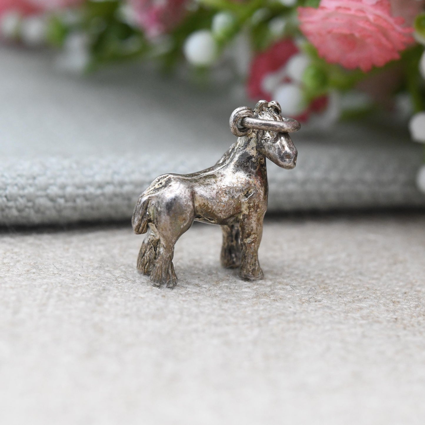 Vintage Sterling Silver Shire Horse Charm Pendant - Standing Horse Animal Jewellery | Horse Girl Gift | Nature Lover Charm Bracelet Necklace
