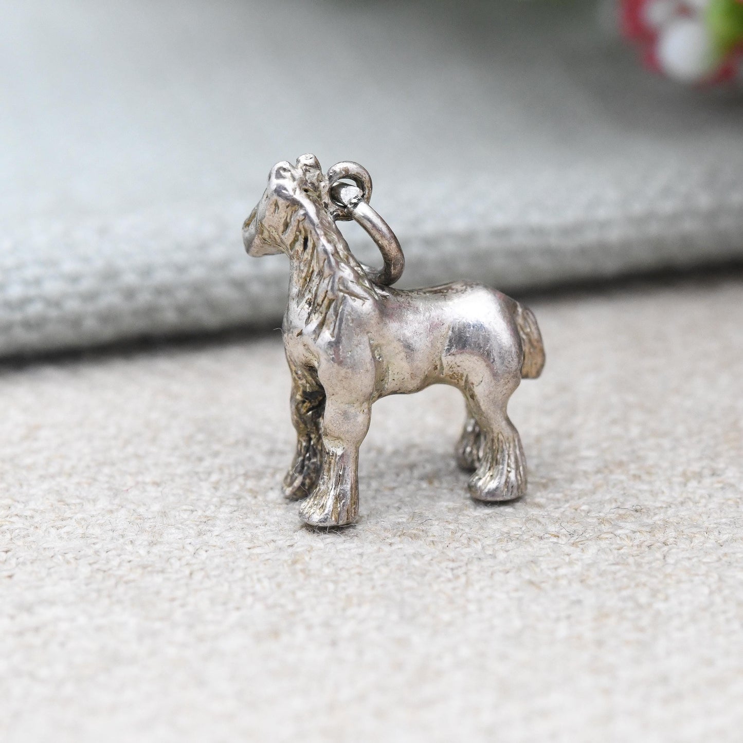 Vintage Sterling Silver Shire Horse Charm Pendant - Standing Horse Animal Jewellery | Horse Girl Gift | Nature Lover Charm Bracelet Necklace