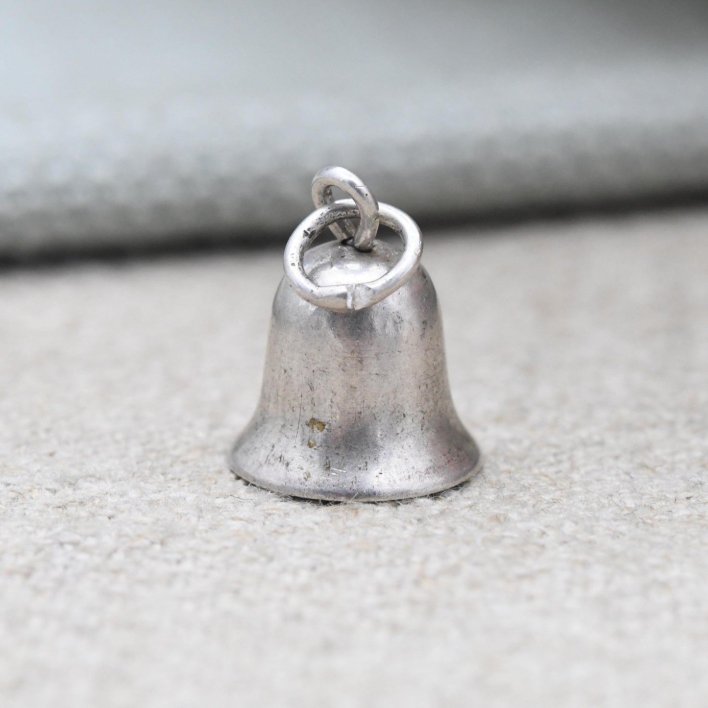 Vintage Sterling Silver Bell Charm Pendant - Minimal Bell Charm Bracelet | with Moving Tongue Dangle