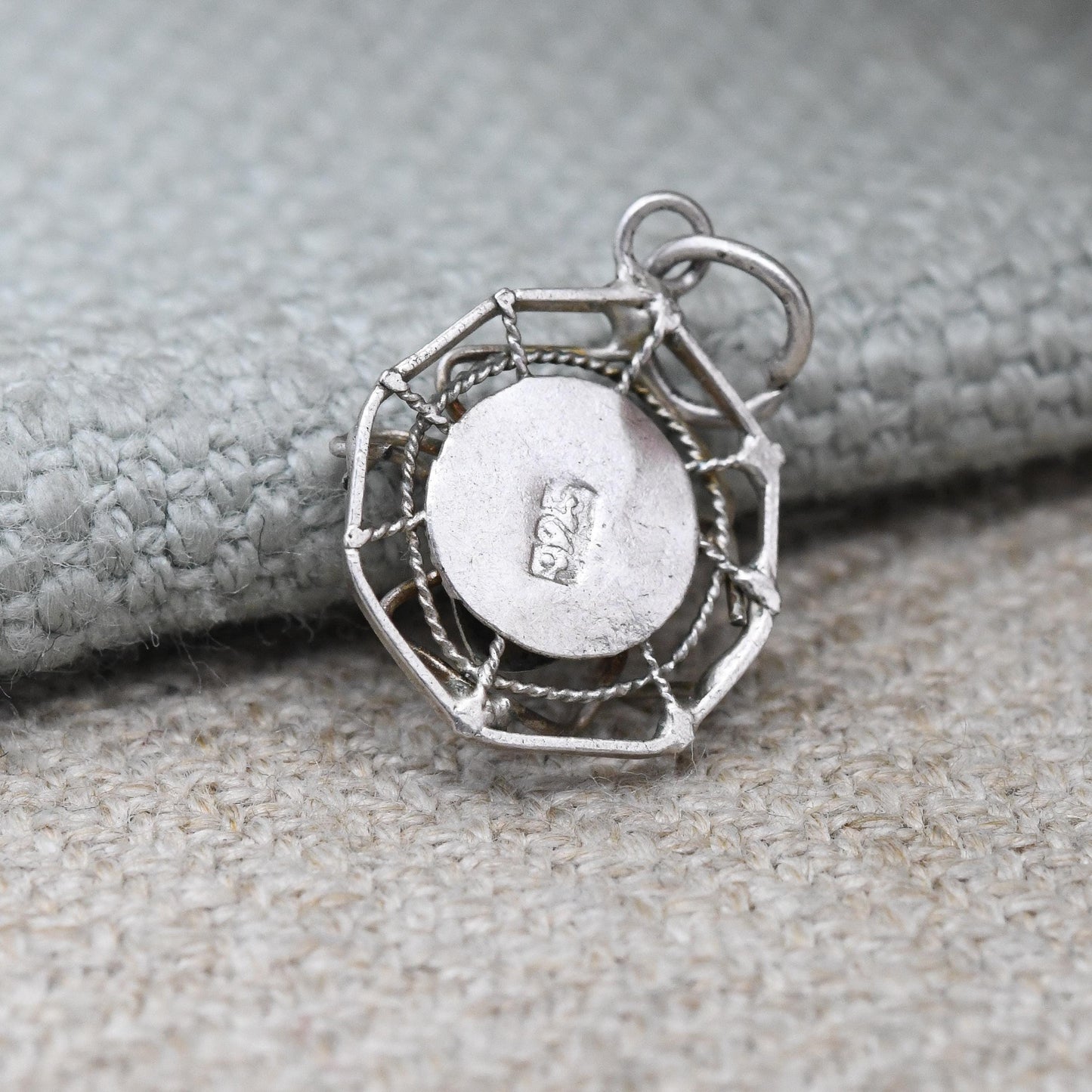 Vintage Sterling Silver Spider in a Spiders Web Charm Pendant - Insect Jewellery | Pendant Charm Necklace Stack