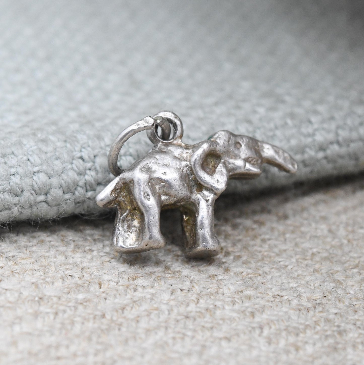 Vintage Sterling Silver Elephant Charm Pendant - Small Cute Animal | Nature Lover Gift | for Charm Bracelet Charm Necklace | Indian Elephant