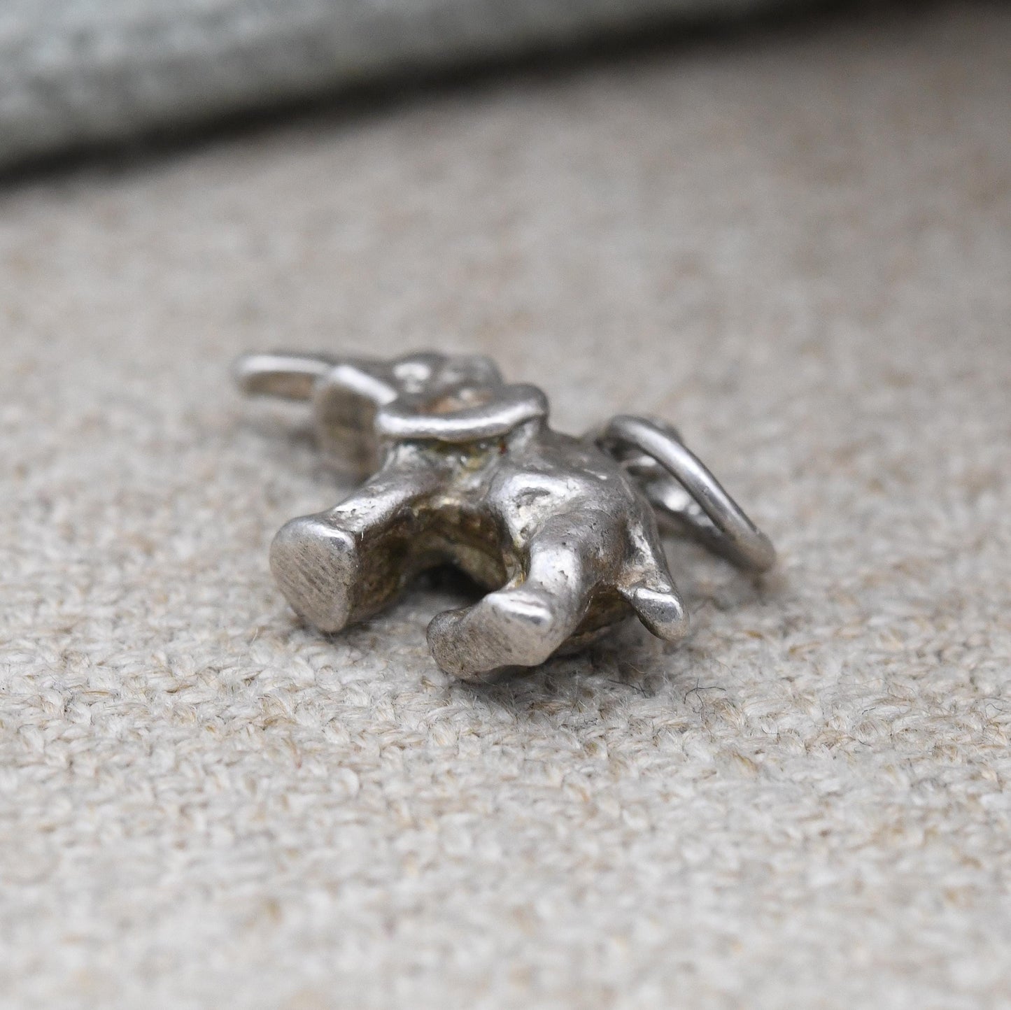 Vintage Sterling Silver Elephant Charm Pendant - Small Cute Animal | Nature Lover Gift | for Charm Bracelet Charm Necklace | Indian Elephant