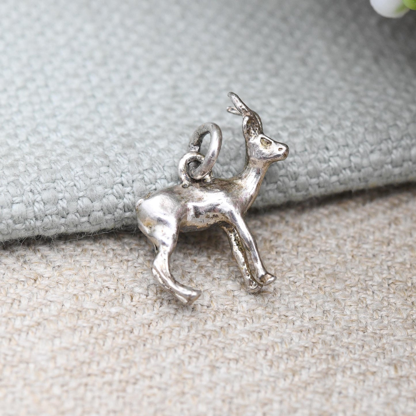 Vintage Sterling Silver Antelope Charm Pendant - Gazelle Pendant Deer with Horns Antlers | African Animal Jewellery Gift for Charm Bracelet