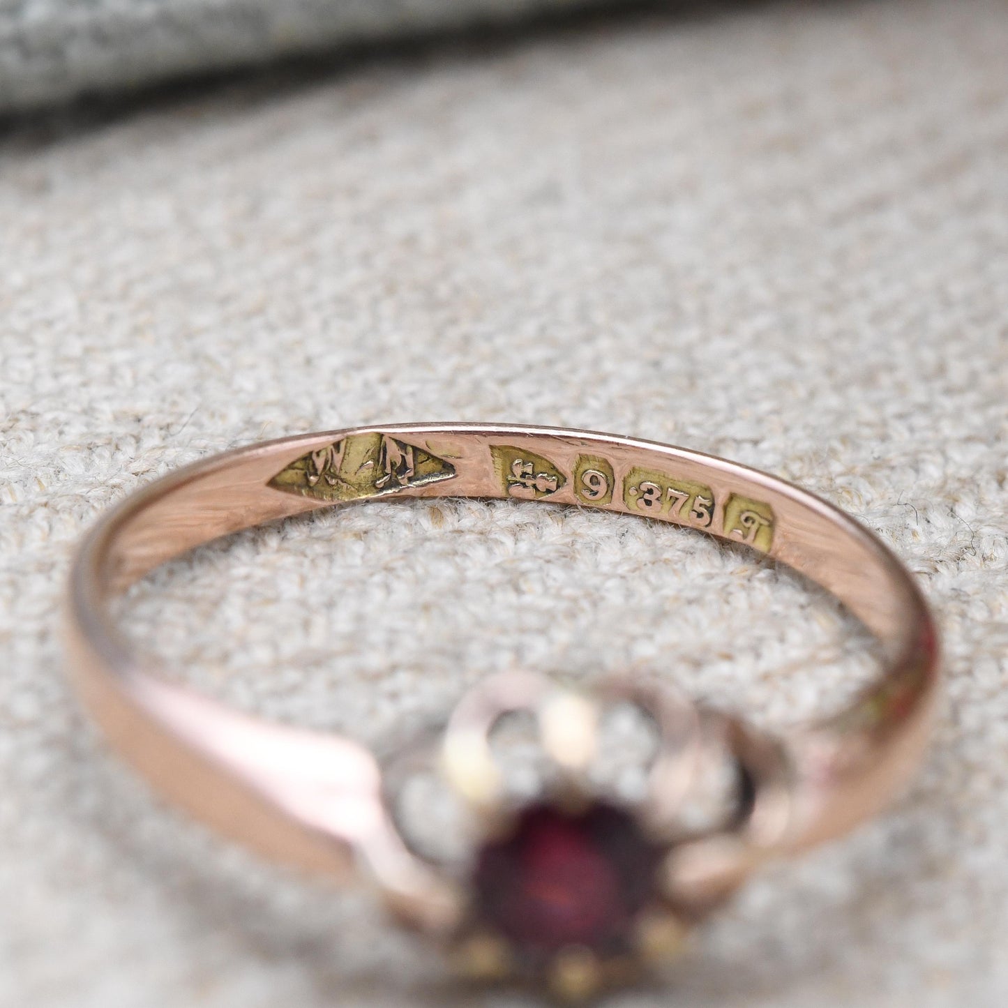 Antique 9ct Gold Garnet Ring 1919 Claw Set Solitaire - Chester Hallmarks Rose Gold Red Faceted Stone Solitaire | UK Size N 1/2 US Size 6 3/4