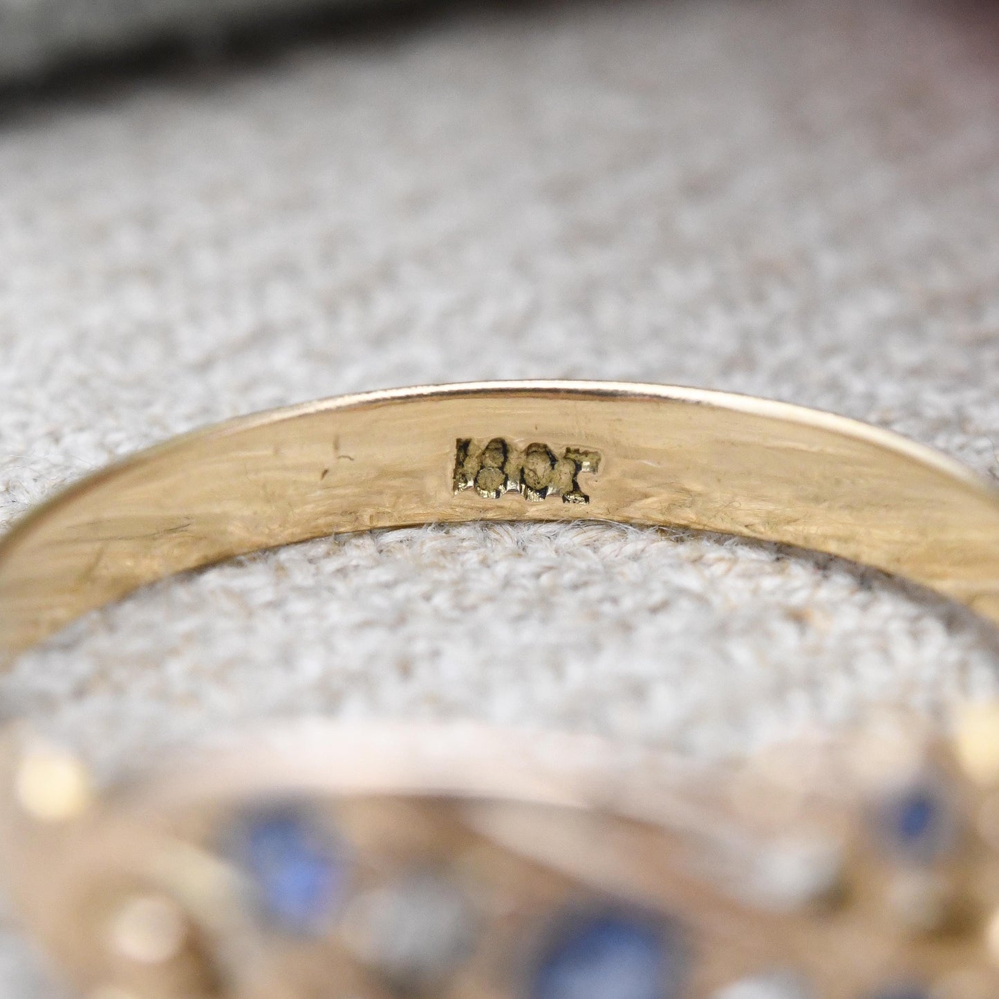 Antique 18ct Gold Sapphire and Diamond Ring c. 1910s Edwardian Era - Alternating Five Stone Engagement Ring | UK Size - R | US Size - 8 3/4
