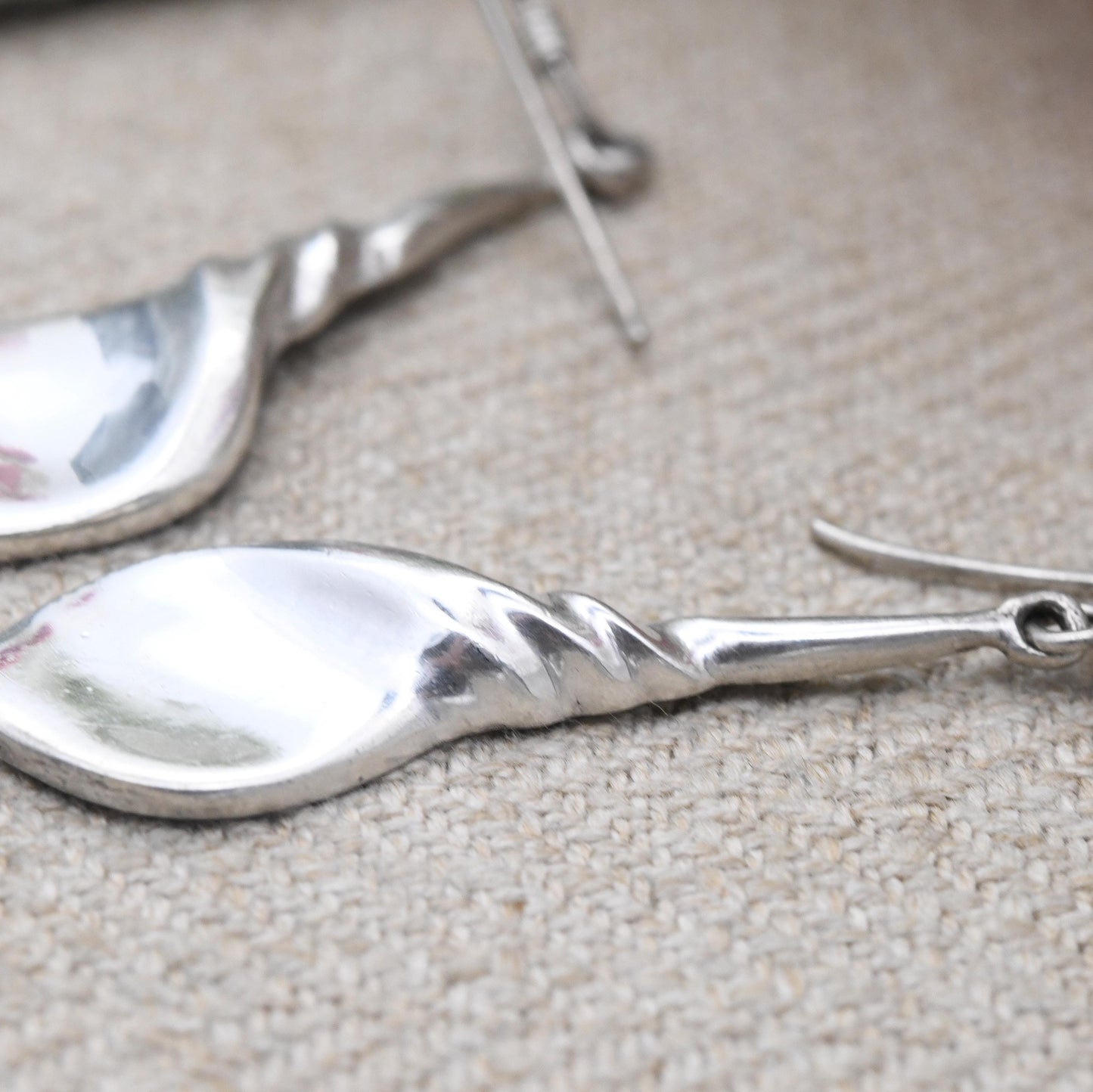 Vintage Sterling Silver Twisted Drop Earrings - Long Shape Design | Delicate Jewellery Gift for Her