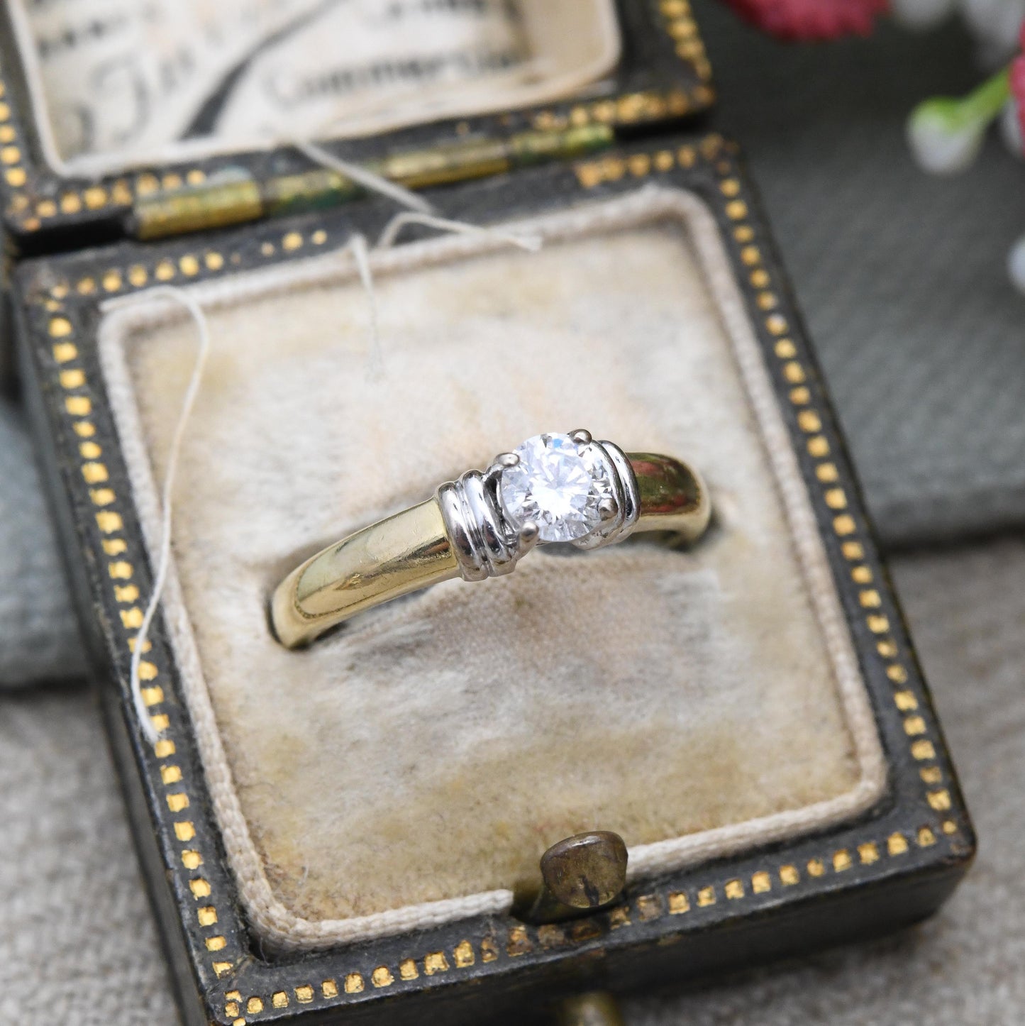 Vintage 18ct Gold Diamond Solitaire Ring 0.33 Carat 33 Points - Classic Engagement White Gold Setting | Small UK Size - I | US Size - 4 1/4
