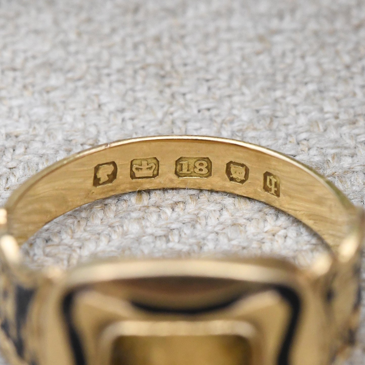 Antique Victorian 18ct Gold Mourning Ring 1871 In Memory Of hair Ring - for Reworking Restoration Enamel | UK Size - N | US Size - 6 1/2