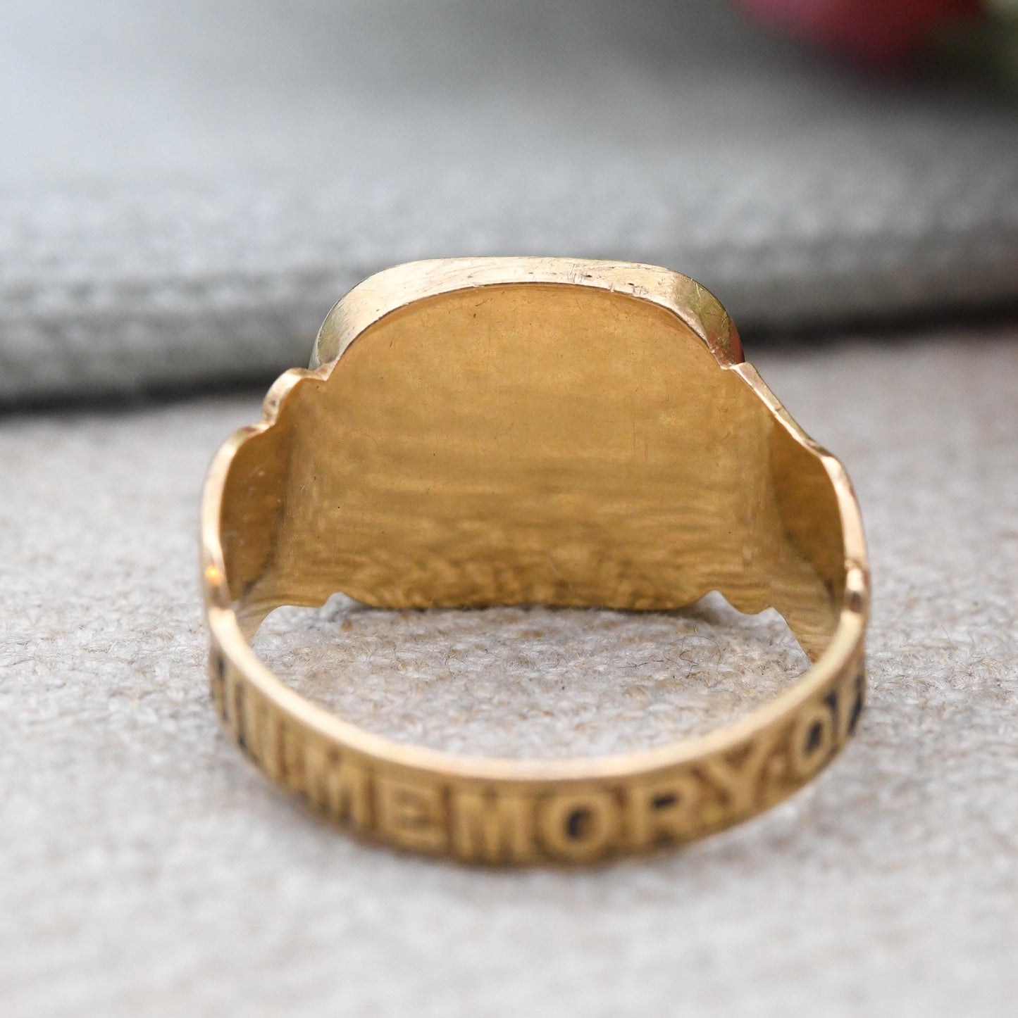 Antique Victorian 18ct Gold Mourning Ring 1871 In Memory Of hair Ring - for Reworking Restoration Enamel | UK Size - N | US Size - 6 1/2
