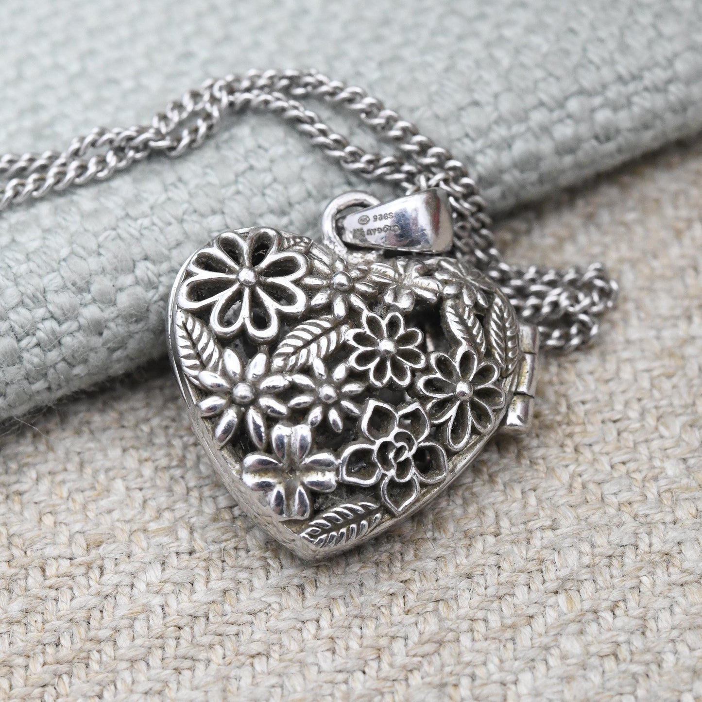 Clogau Sterling Silver Heart Locket Pendant Open Flower Design - Floral Love Heart Shape Locket Pretty Gift for Her Charm Necklace Stack