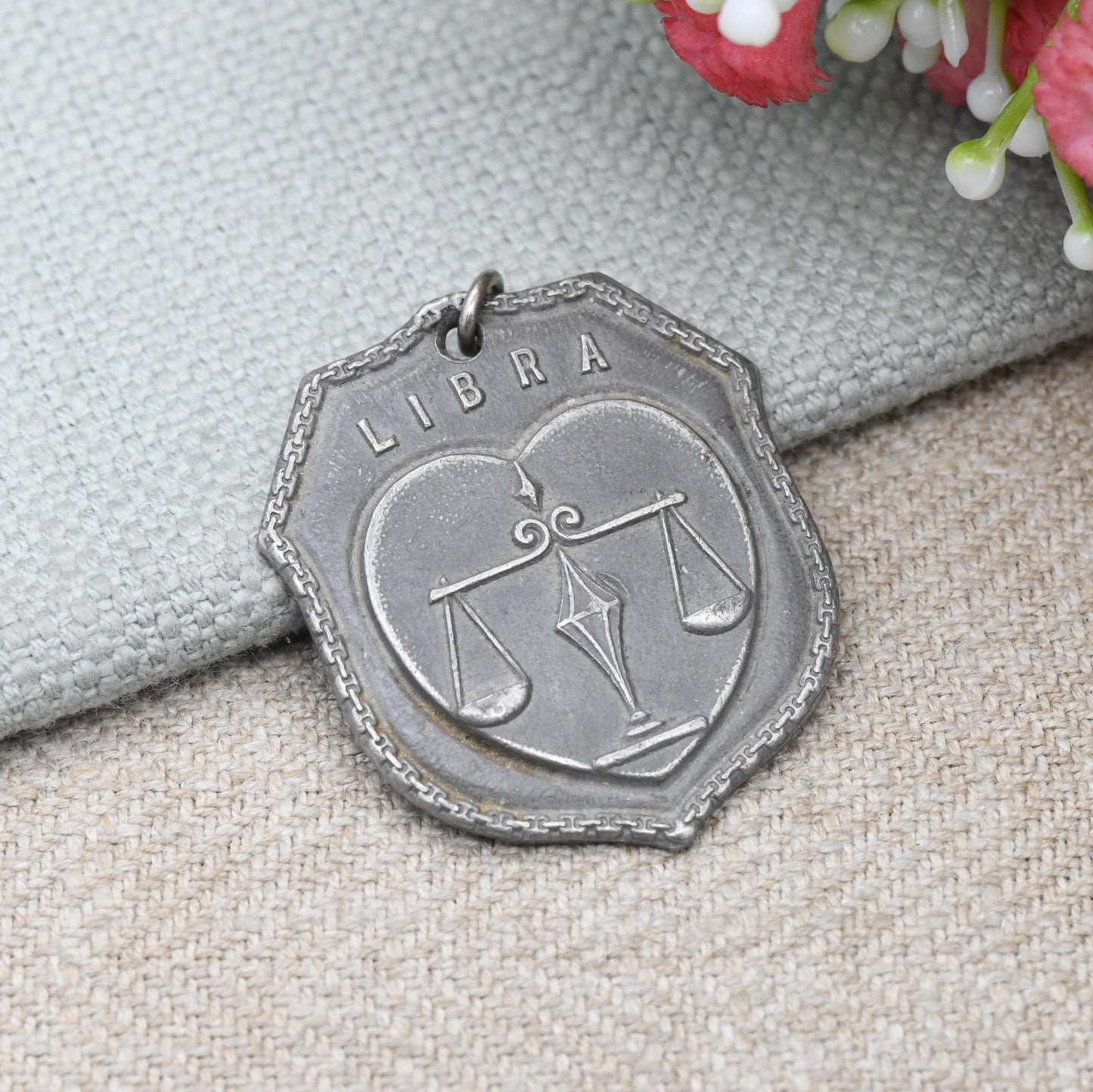 Vintage Libra Pendant by Royal Norseman Pewter Norway - Scales Zodiac Star Sign Astrology Theme Jewellery | September October Birthday Gift