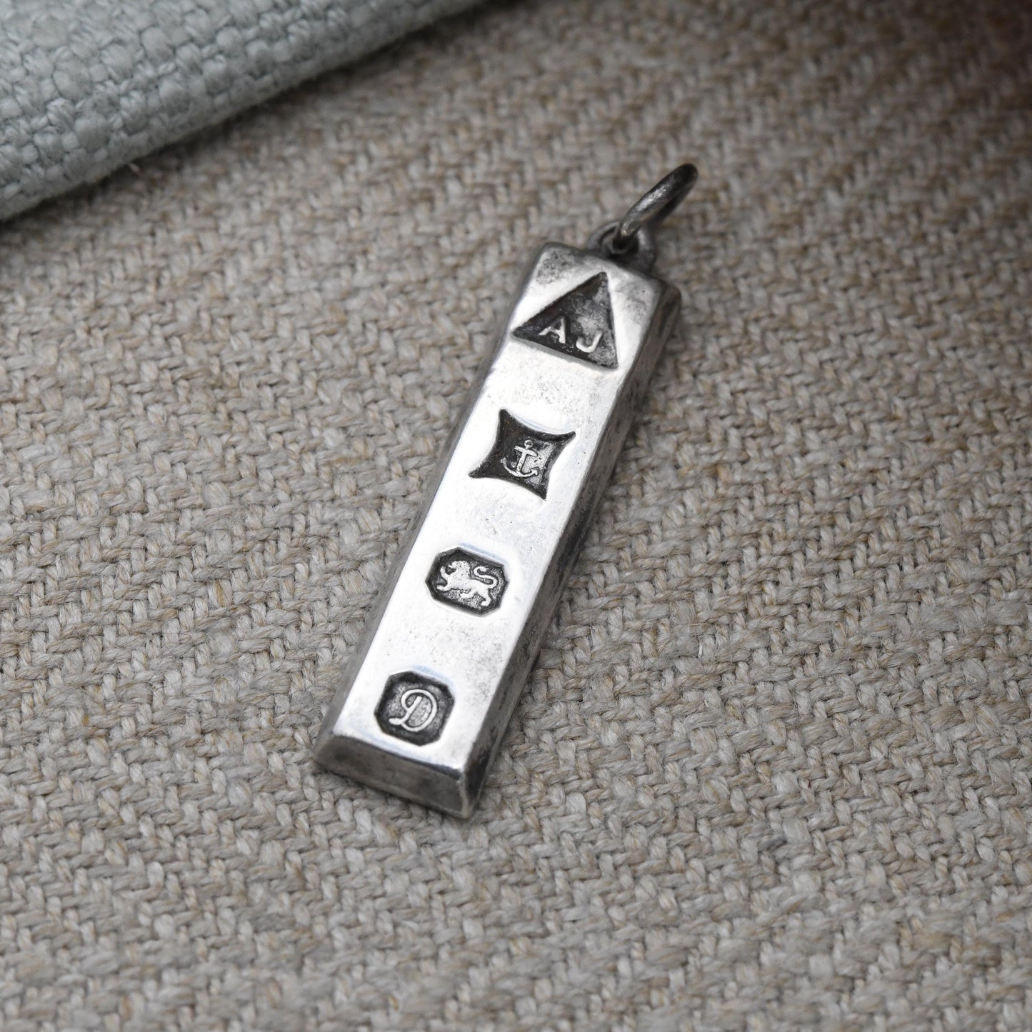 Vintage Sterling Silver Ingot Pendant 1978 by Apex Jewellery AJ - Hallmarked in Birmingham English Silver | Mid-Century Necklace Charm