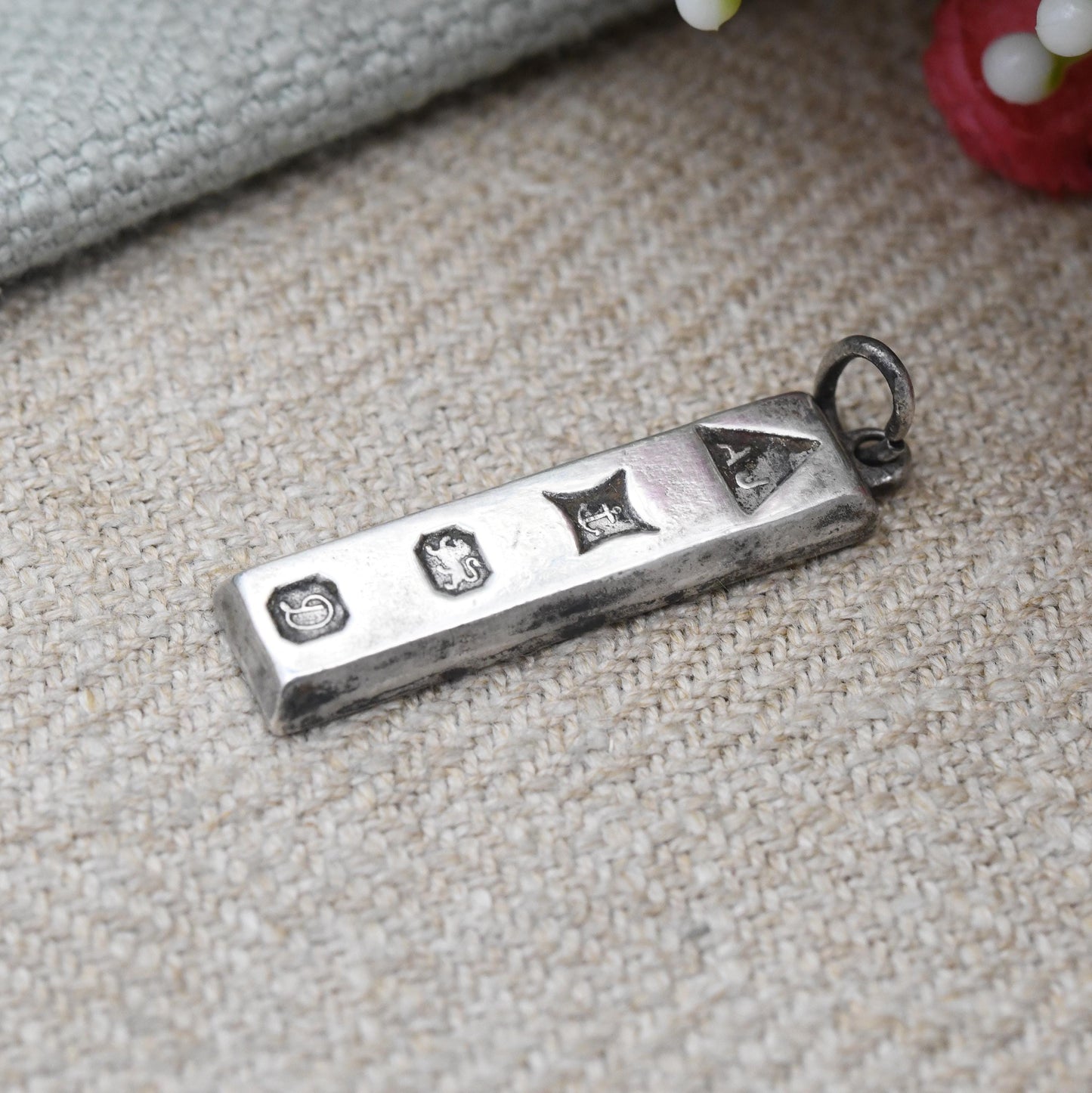 Vintage Sterling Silver Ingot Pendant 1978 by Apex Jewellery AJ - Hallmarked in Birmingham English Silver | Mid-Century Necklace Charm