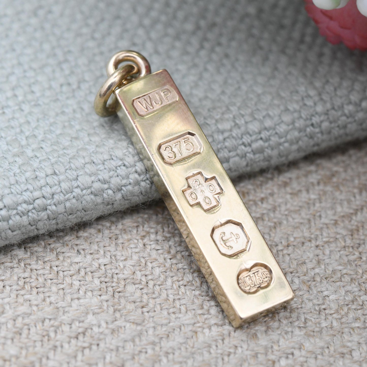Vintage 9ct Gold Ingot Pendant 2000 Millennium Hallmark WJP - Solid Gold Unisex Jewellery Charm for Necklace Stack Yellow Gold Gift for Him