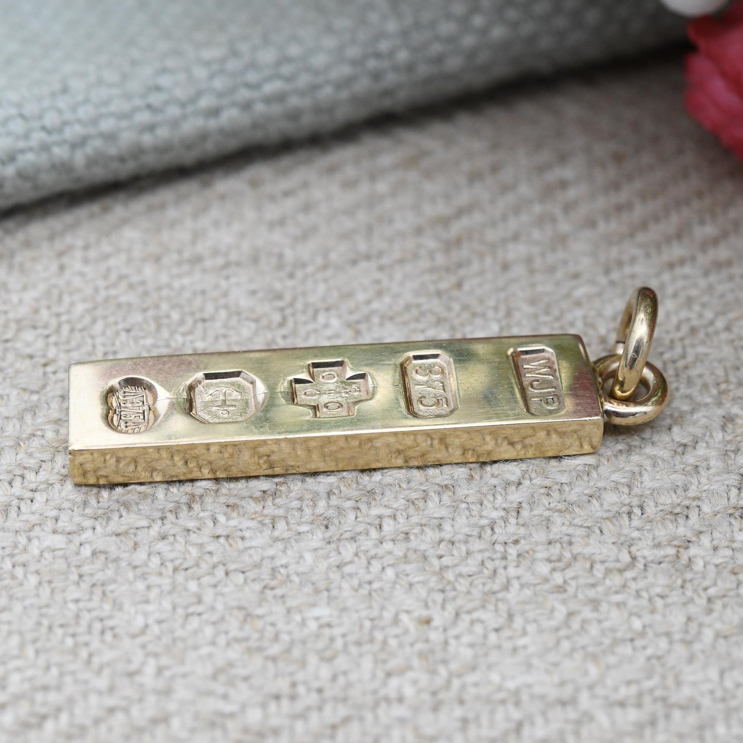 Vintage 9ct Gold Ingot Pendant 2000 Millennium Hallmark WJP - Solid Gold Unisex Jewellery Charm for Necklace Stack Yellow Gold Gift for Him