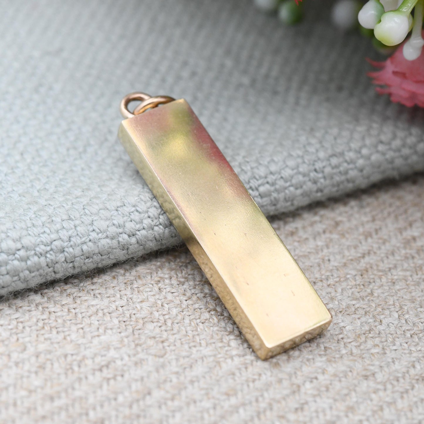 Vintage 9ct Gold Ingot Pendant 1977 by Eric Wallace Nicholls EWN Birmingham Hallmark - Solid Gold Unisex Jewellery Yellow Gold Gift for Him