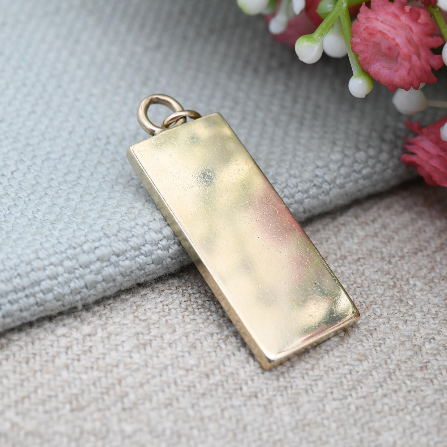 Vintage 9ct Gold Ingot Pendant 1979 L&N Birmingham Hallmark - Solid Gold Unisex Jewellery Charm for Necklace Stack Yellow Gold Gift for Him