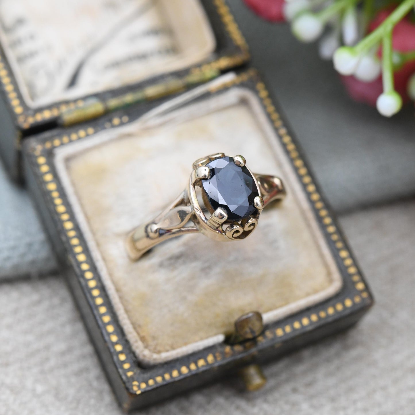 Vintage 14ct Gold Sapphire Solitaire Ring - Teal Blue Green Gemstone | Heart Gallery | Jewellery Gift | UK Size - O 1/2 | US Size - 7 1/2