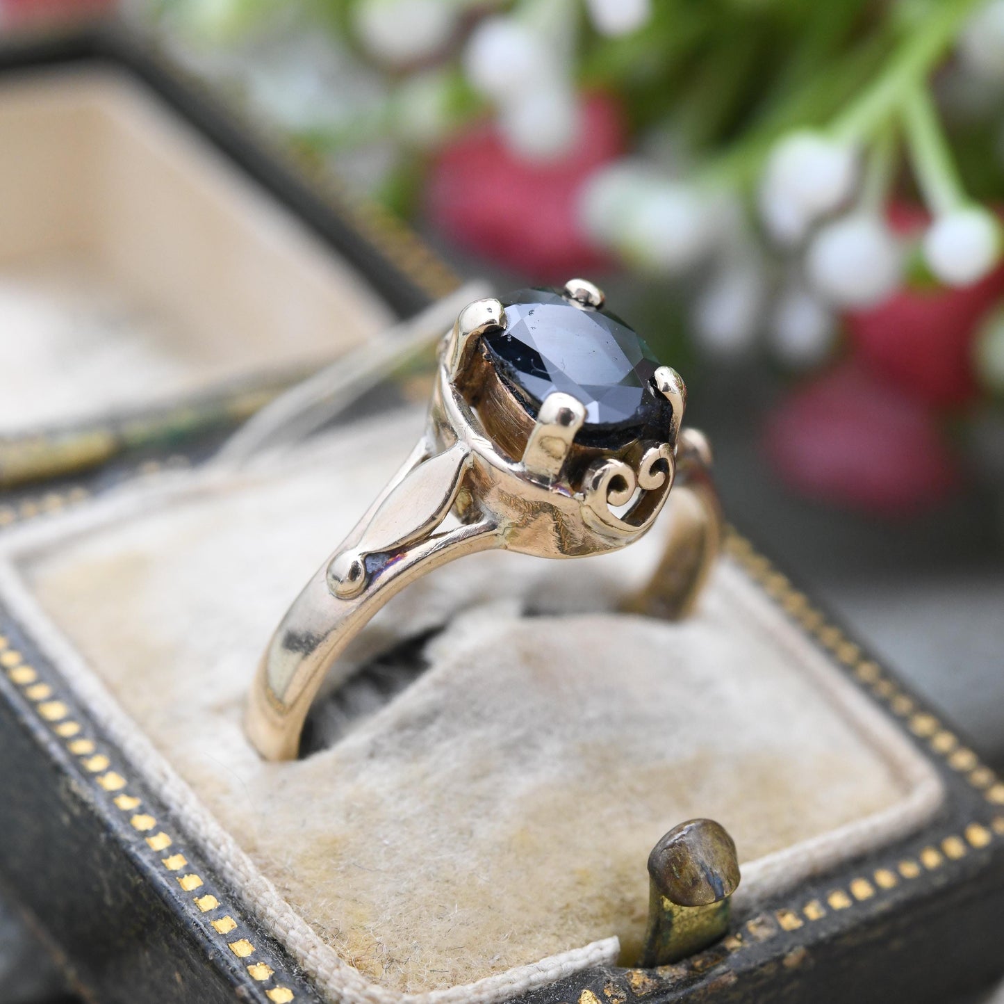 Vintage 14ct Gold Sapphire Solitaire Ring - Teal Blue Green Gemstone | Heart Gallery | Jewellery Gift | UK Size - O 1/2 | US Size - 7 1/2
