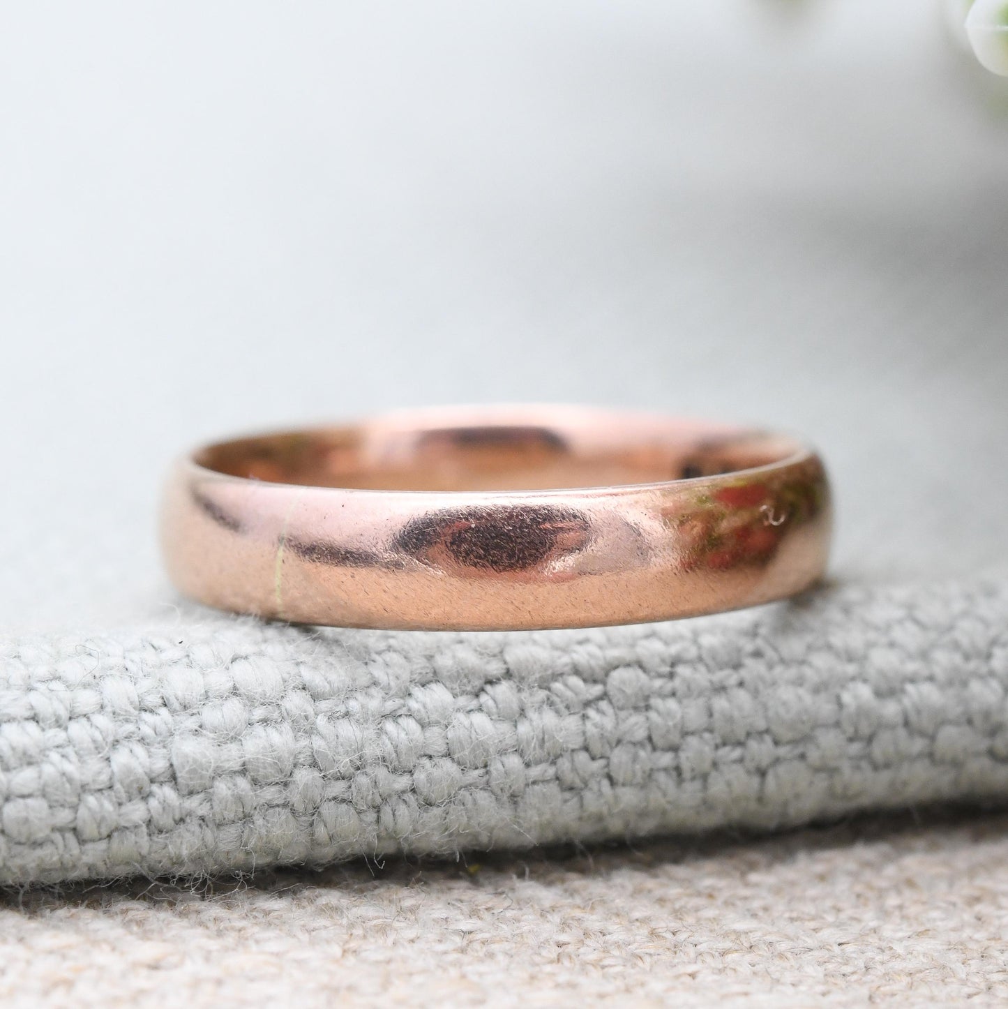 Vintage 9ct Rose Gold Wedding Band Ring 1930 - Solid Gold Stacking Ring | Unisex Everyday Gold Jewellery | UK Size - O 1/2 | US Size - 7 1/2