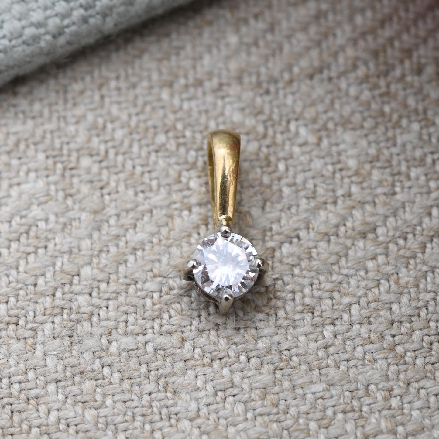 18ct Gold 0.50 Carat Diamond Pendant 1995 - UK Hallmarks Large Solitaire 1/2 Carat Necklace Stack Trace Chain Minimal Single Gemstone Charm