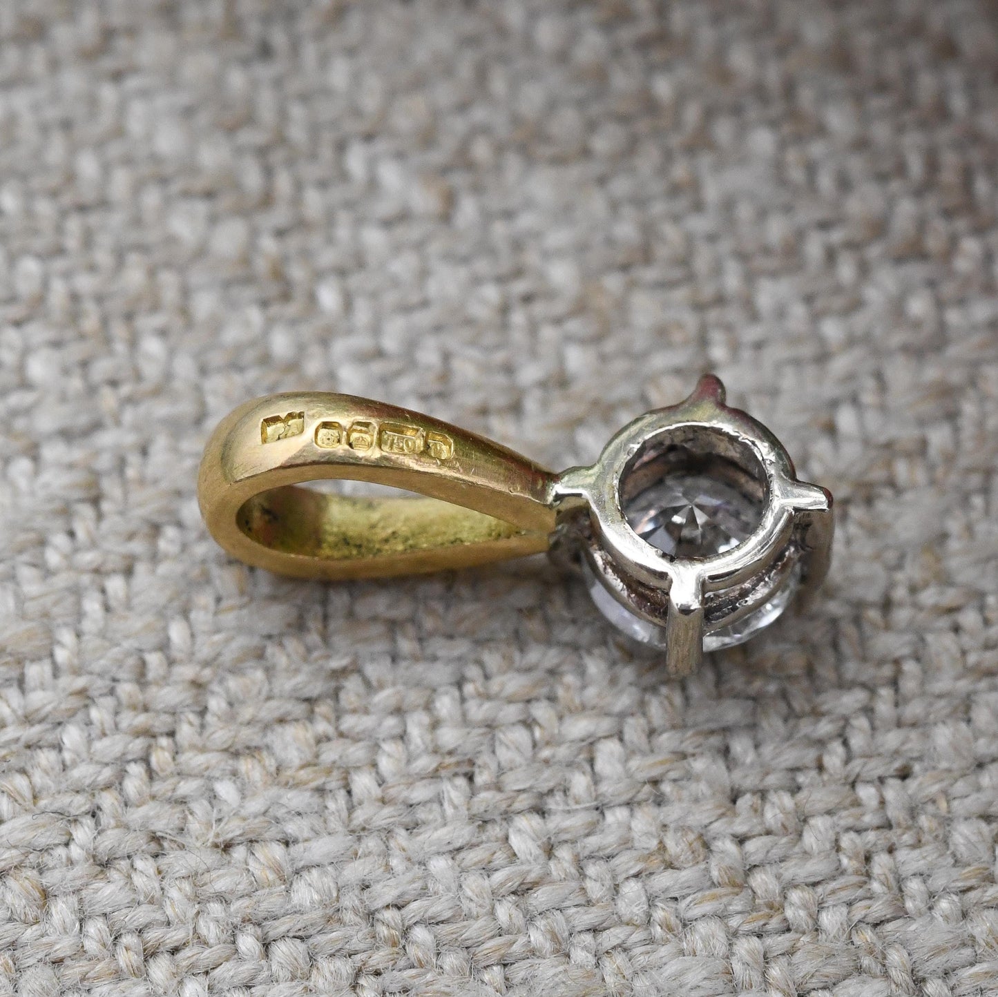18ct Gold 0.50 Carat Diamond Pendant 1995 - UK Hallmarks Large Solitaire 1/2 Carat Necklace Stack Trace Chain Minimal Single Gemstone Charm