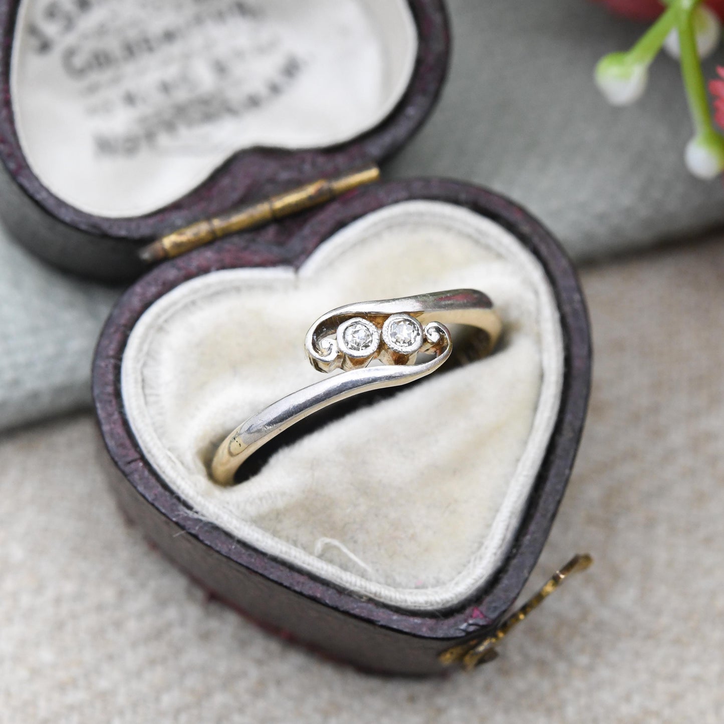 Antique 18ct Gold and Platinum Diamond Toi et Moi Ring by Henry Williams HWLd - 1910s Art Deco Engagement Ring | UK Size - M US Size - 6 1/4