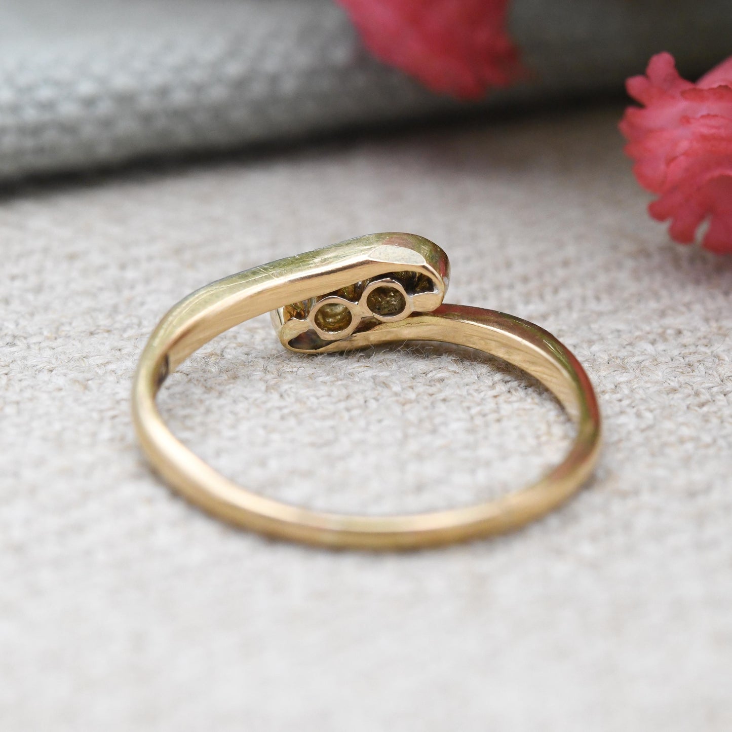 Antique 18ct Gold and Platinum Diamond Toi et Moi Ring by Henry Williams HWLd - 1910s Art Deco Engagement Ring | UK Size - M US Size - 6 1/4