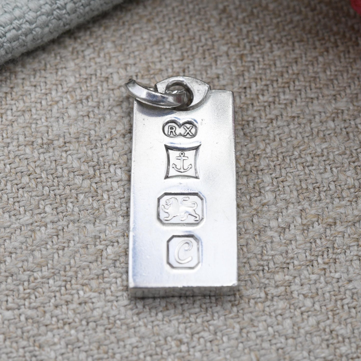 Vintage Sterling Silver Ingot Pendant 1977 Ronex RX - Hallmarked in Birmingham Mid-Century Jewellery Necklace Charm