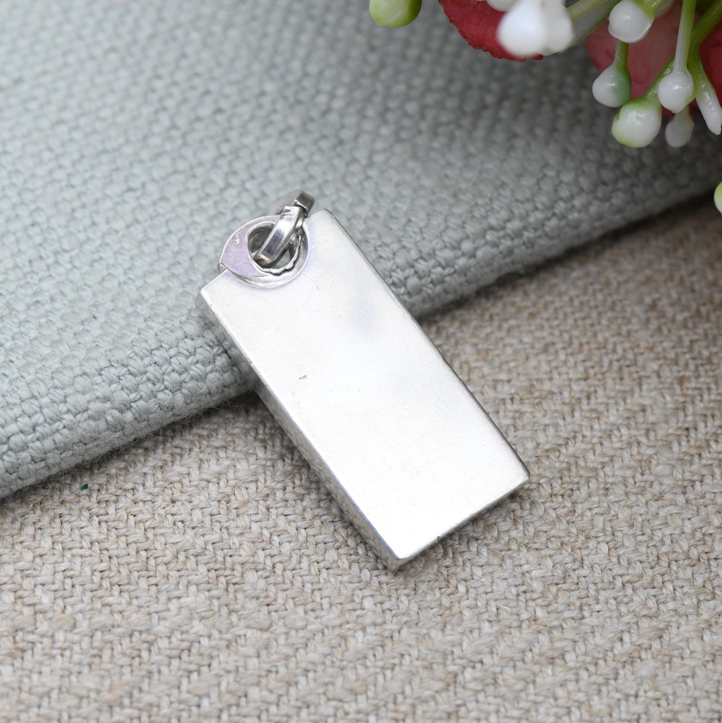Vintage Sterling Silver Ingot Pendant 1977 Ronex RX - Hallmarked in Birmingham Mid-Century Jewellery Necklace Charm