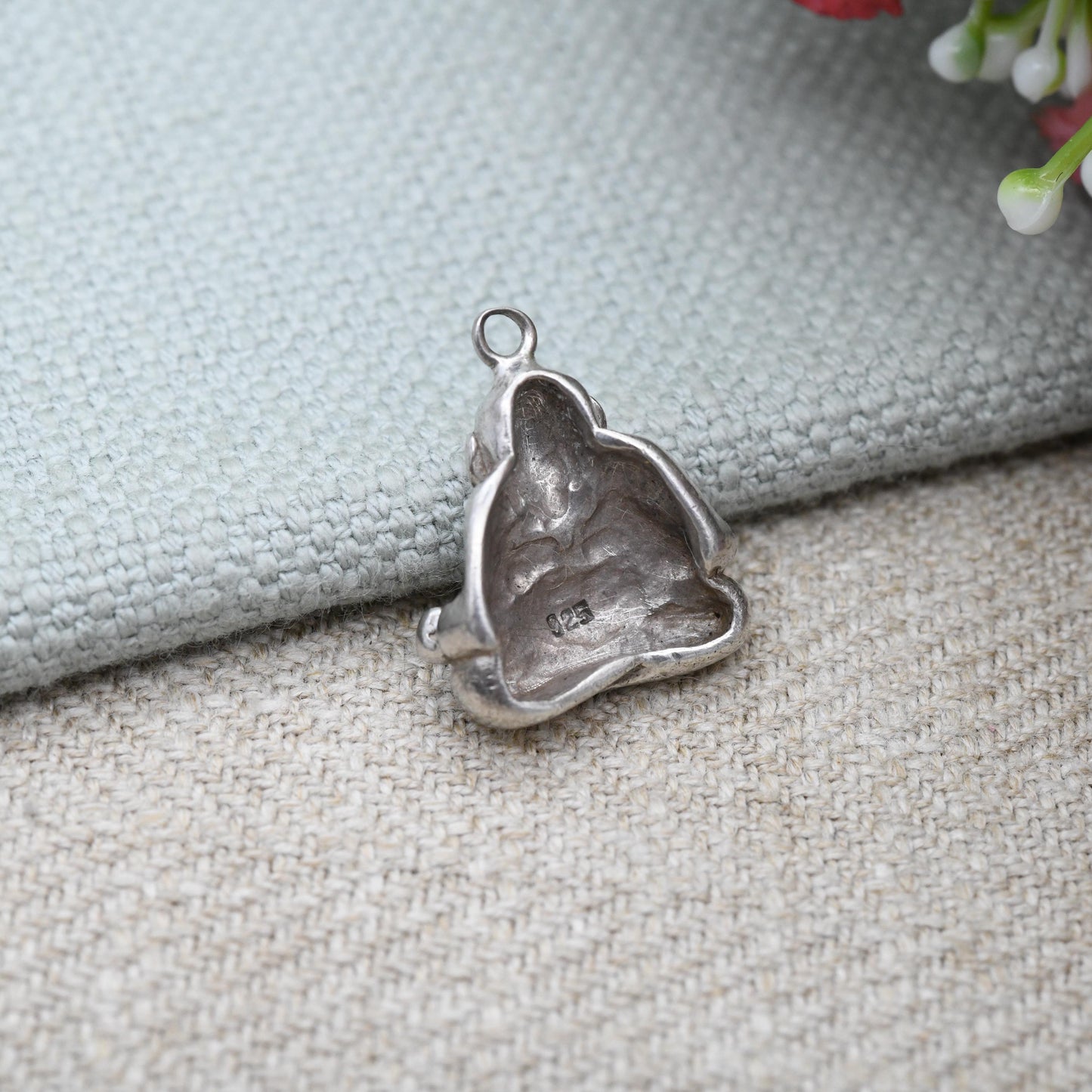 Vintage Sterling Silver Laughing Buddha Pendant Hotei - Repoussé Silver 3D | Good Luck Charm Symbol of Fortune | for Charm Necklace