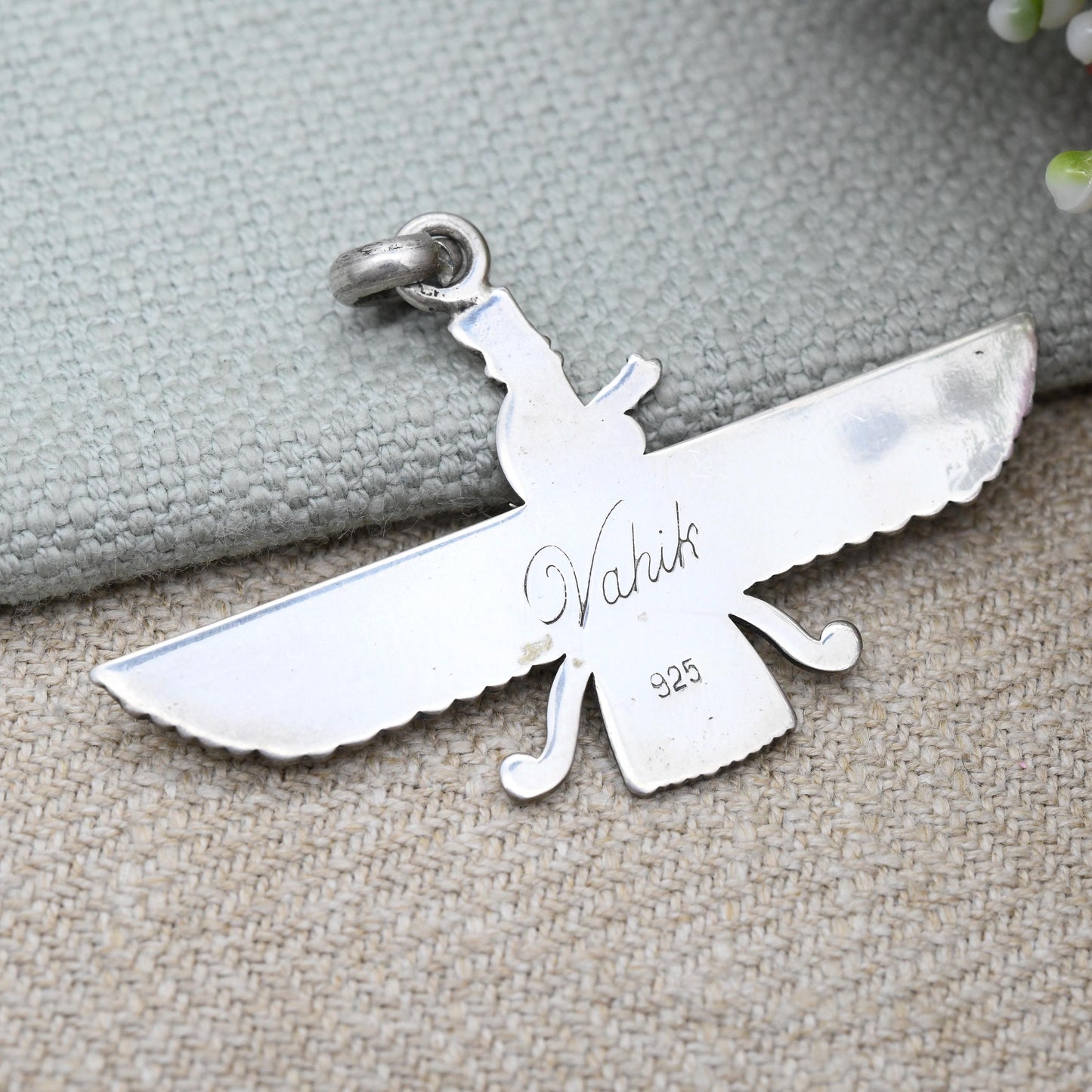 Vintage Ahura Mazda Sterling Silver Pendant - Lord of Wisdom God of the Sky Zoroastrianism God Signed Jewellery Made in the UK 925 Sterling