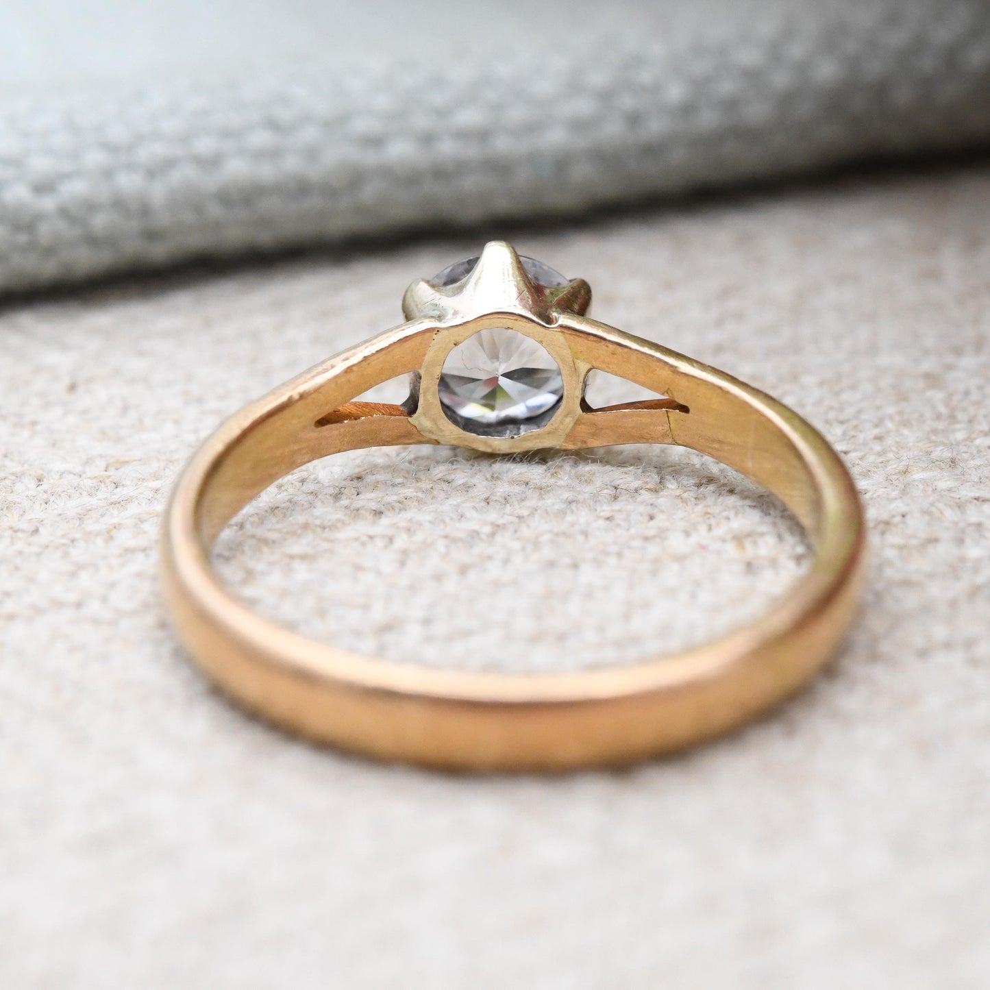 22ct Gold Solitaire Ring True Vintage 1929 Albion Chain Company ACCo - Clear Paste Stone Yellow Gold Engagement | UK Size Q | US Size 8 1/4