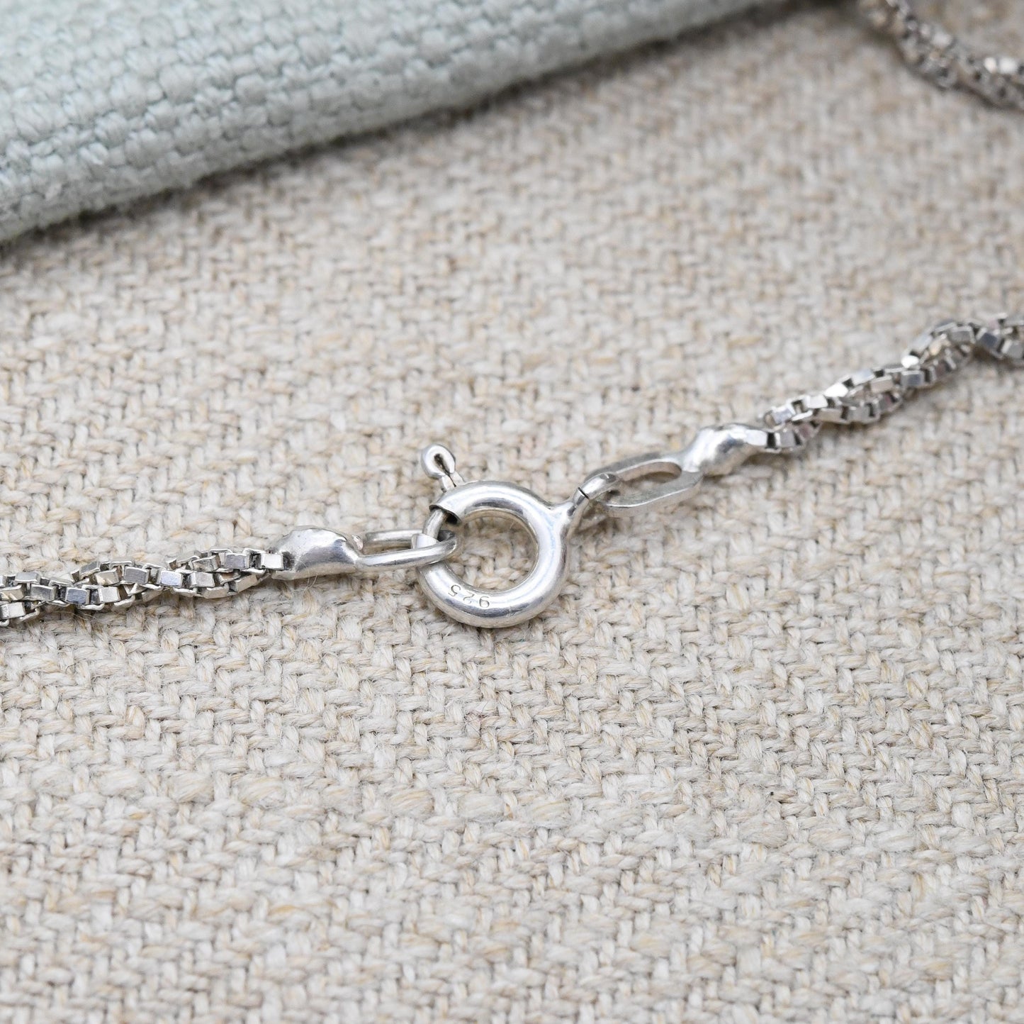Sterling Silver Twisted Box Chain Necklace c. 1980s - Chunky Short Chain Quality Silver Necklace Square Link | Unisex Necklace Gift | 17.5"