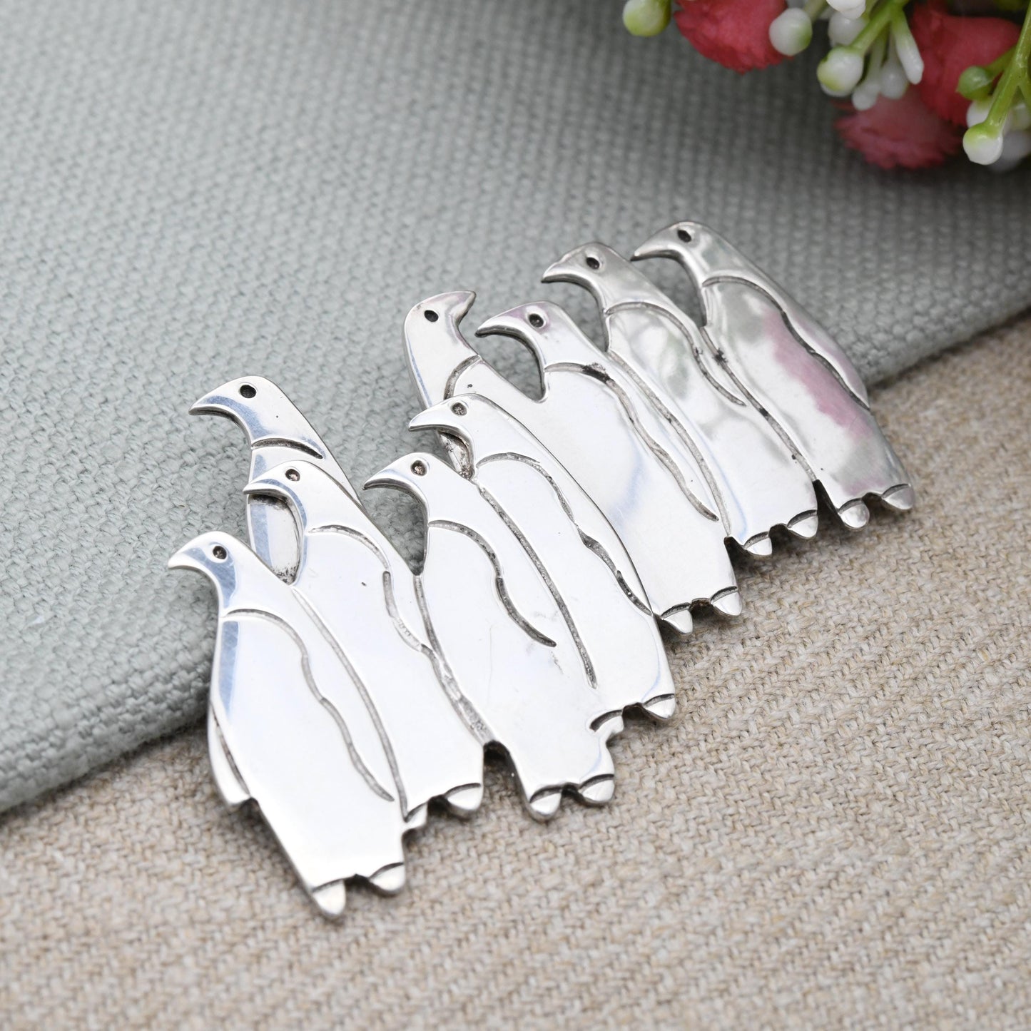 Vintage Sterling Silver Huddle of Penguins Brooch c 1990s - March of the Penguins Sculptural Solid Silver Jewellery | Penguin Colony Rookery