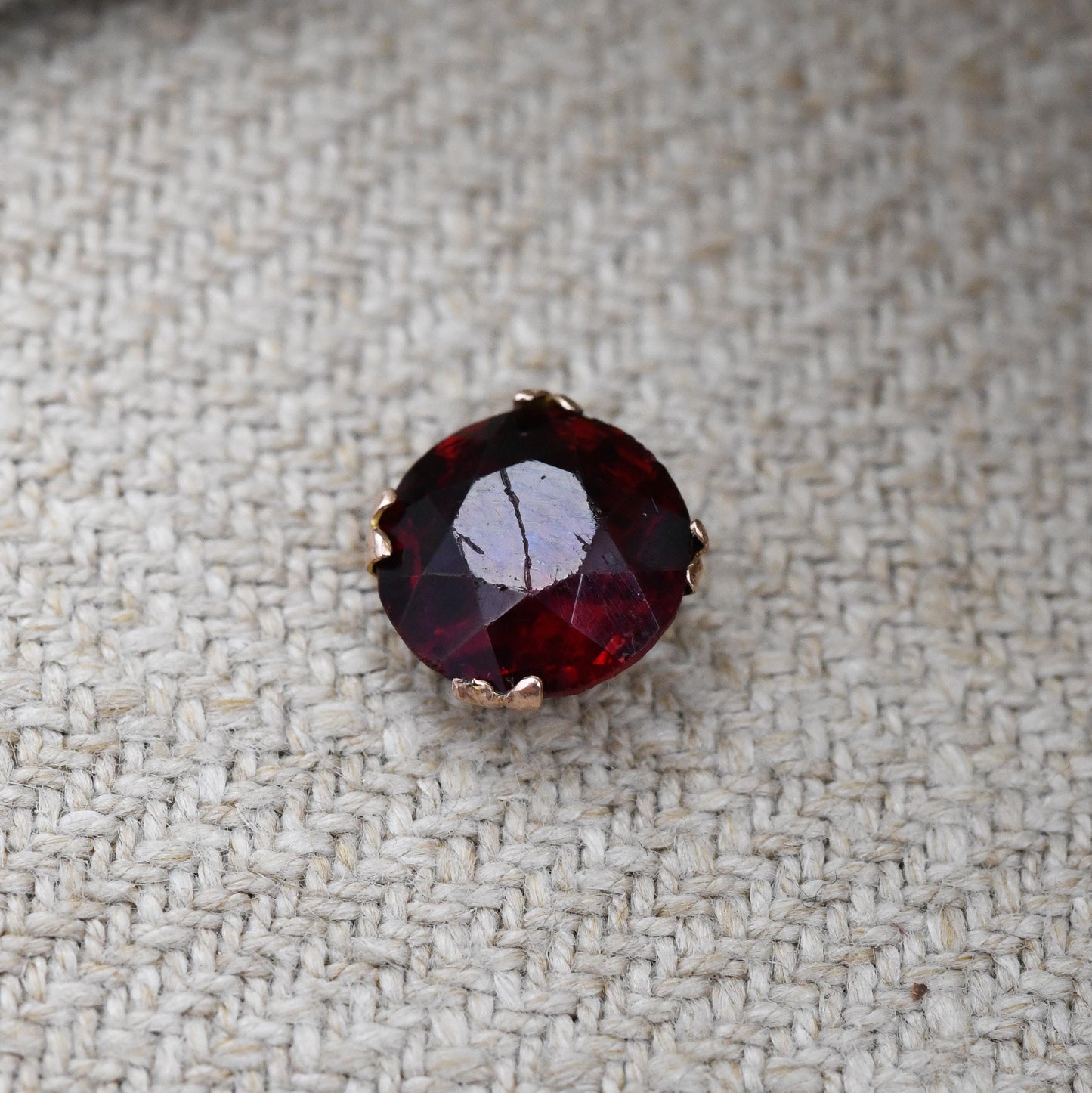 Antique 9ct Gold Red Paste Charm Pendant c. 1910s - Minimal Faceted Circle Pretty Gold Charm Gift for Her | Large Blood Red Stone