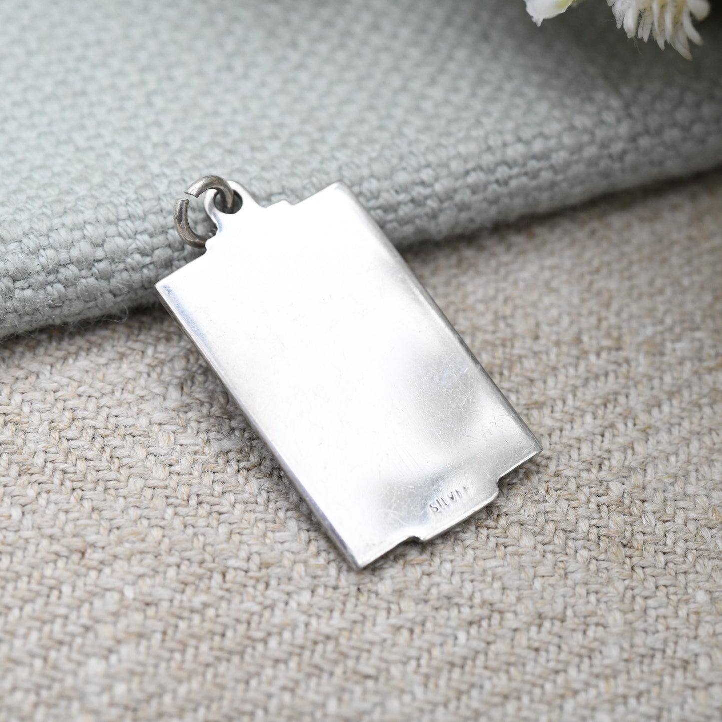 Vintage Sterling Silver St. Christopher Pendant - Rectangle Shaped Ornate Scroll Design | Saint Gift for Travel Lover Wanderlust | Detailed