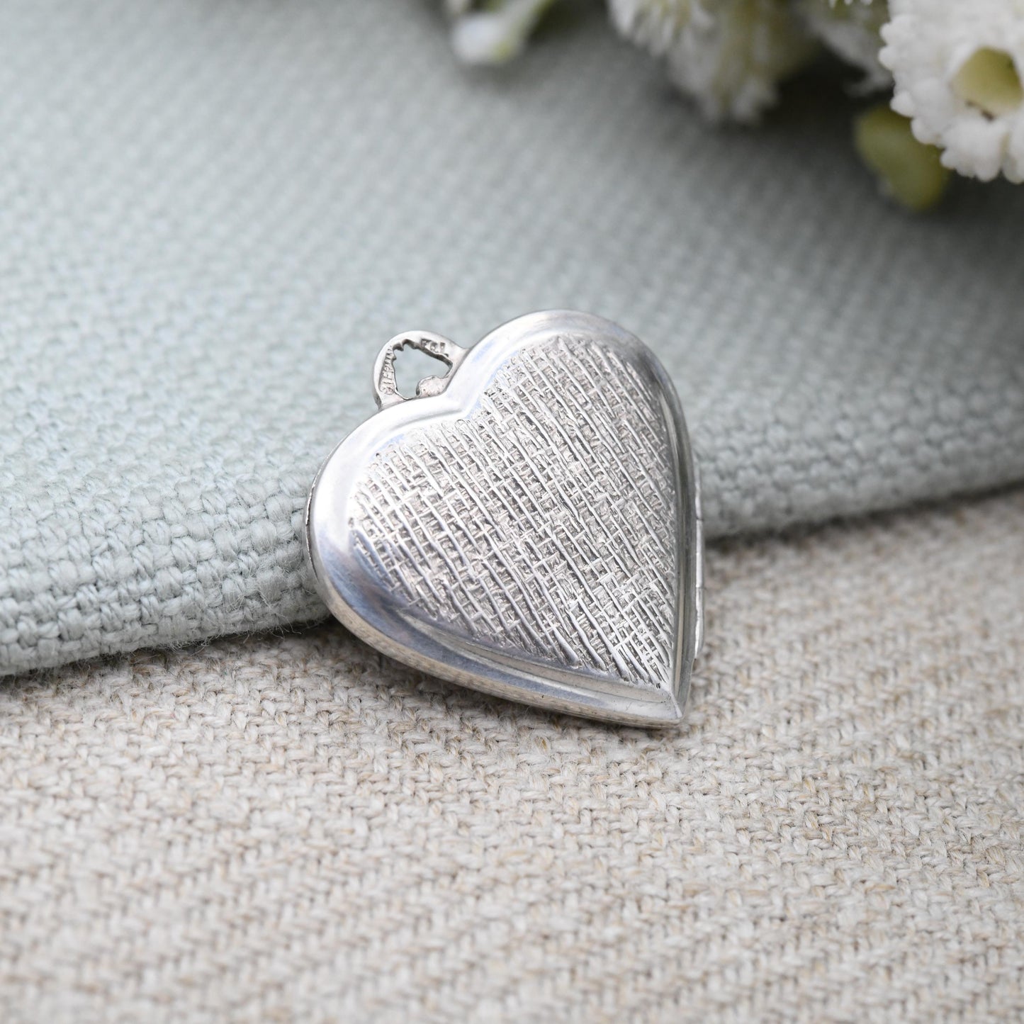 Vintage Sterling Silver Heart Locket Pendant with Engraved Rose Design Kordes and Lichtenfels K&L - Love Heart Shape Jewellery Pretty Gift
