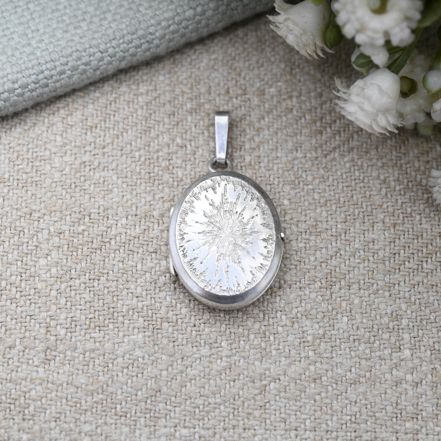 Vintage Sterling Silver Locket Pendant by Andreas Daub A*D Mid-Century Textured - Engraved Locket Pretty Gift for Her Charm Necklace Stack