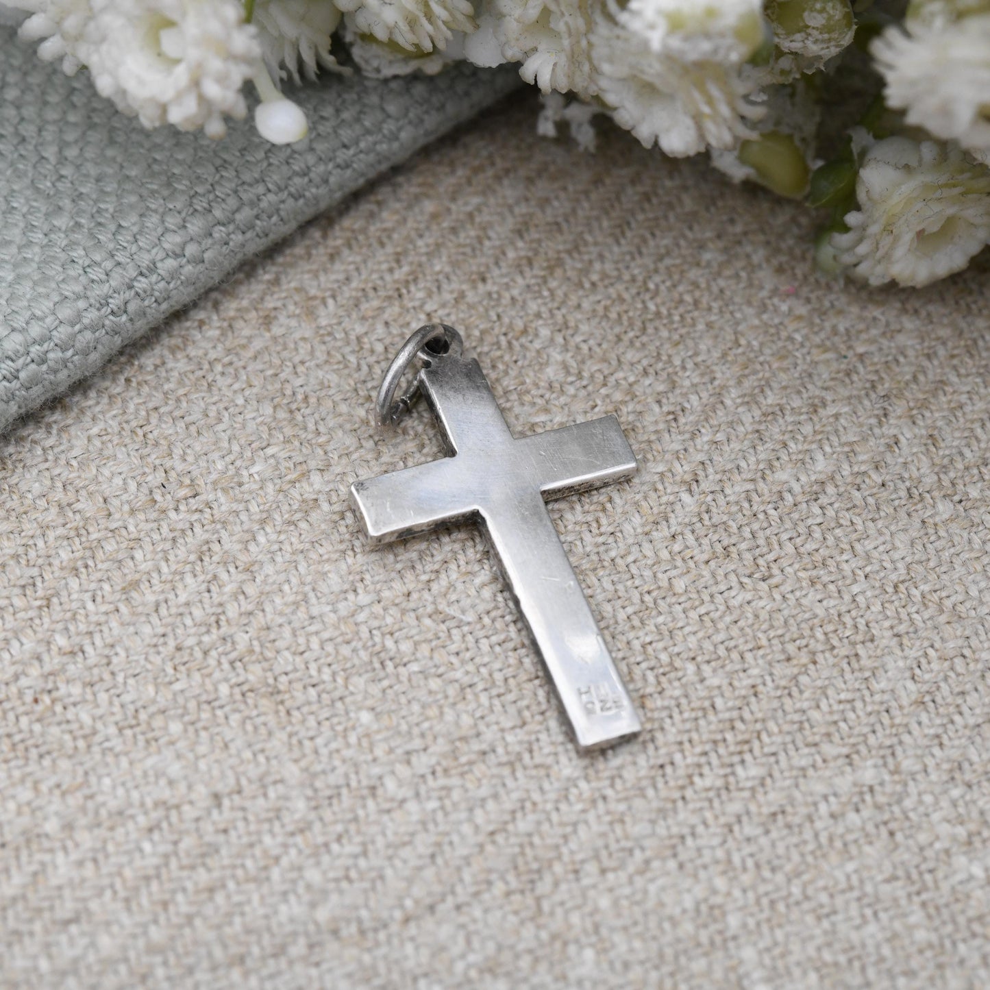 Vintage Sterling Silver Pendant Plain Cross - Minimalist Mid-Century Modernist Simple Solid Silver Design | Gift for Baptism Christening